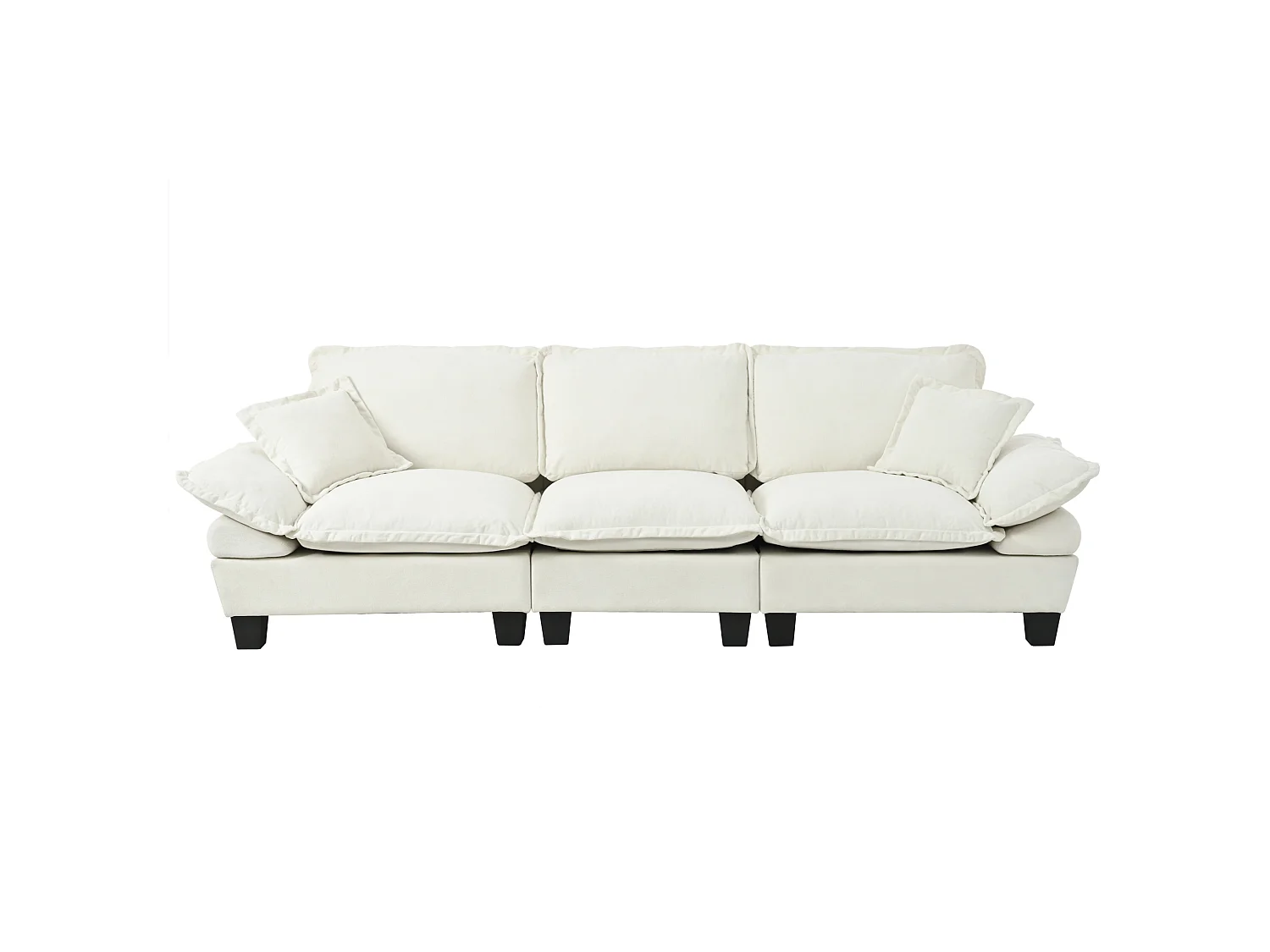 264 cm 3-sits modulär chenillesoffa med böjda armstöd - Beige