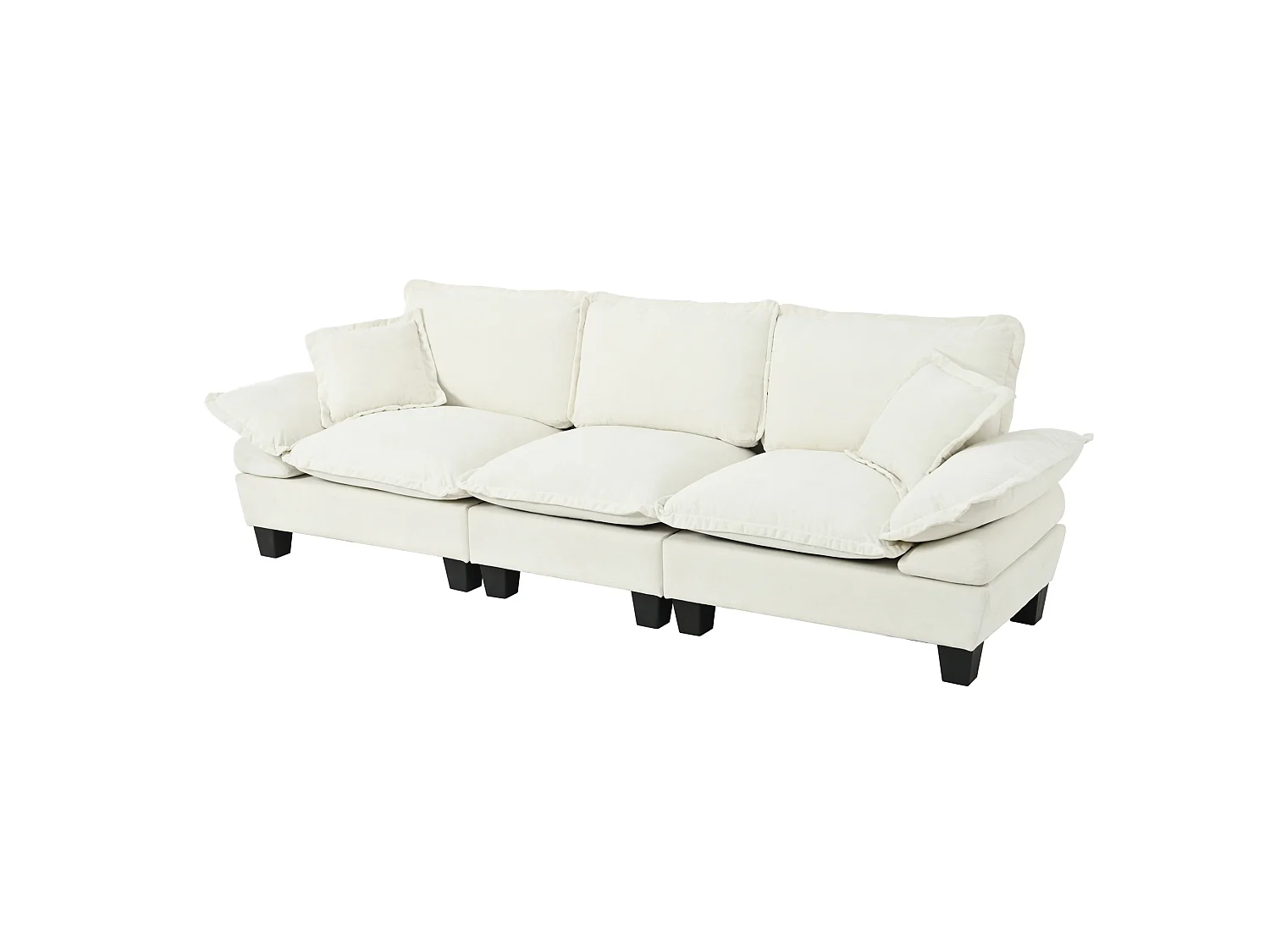 264 cm 3-sits modulär chenillesoffa med böjda armstöd - Beige