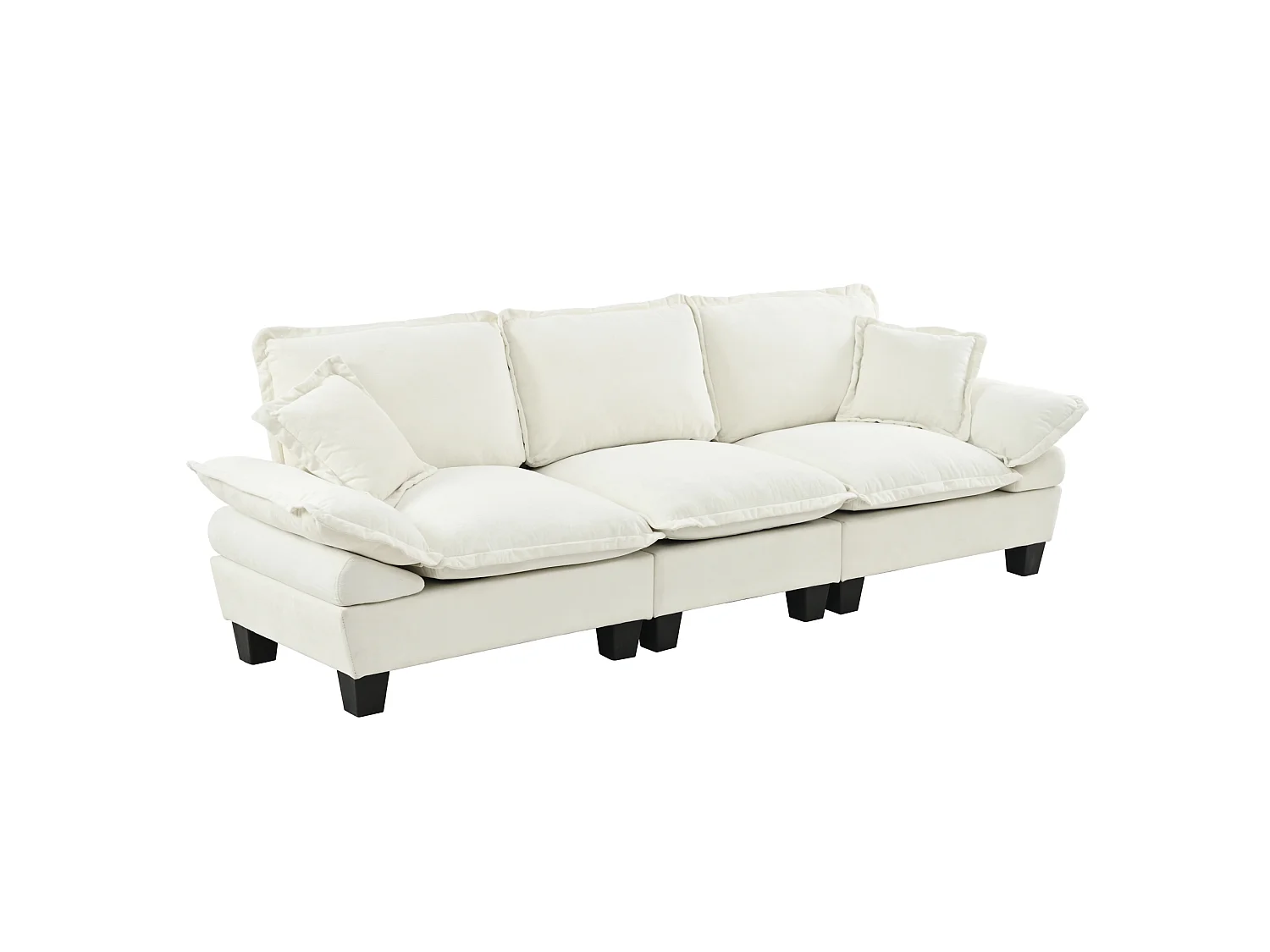 264 cm 3-sits modulär chenillesoffa med böjda armstöd - Beige