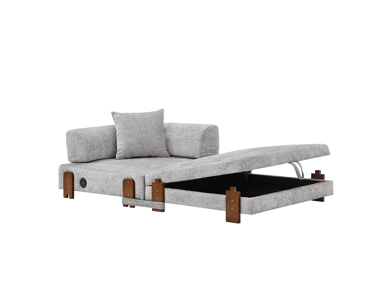 Canapé convertible pliant 2-en-1 avec USB, Type-C et rangement - Tissu gris clair