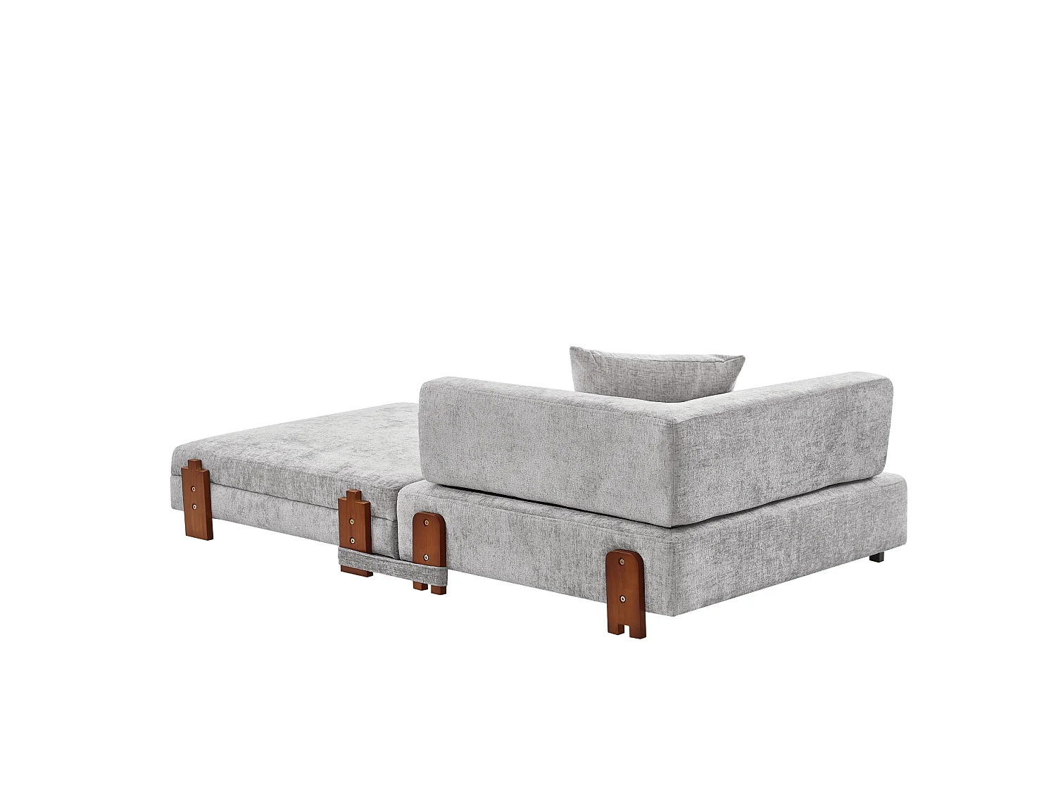 Canapé convertible pliant 2-en-1 avec USB, Type-C et rangement - Tissu gris clair