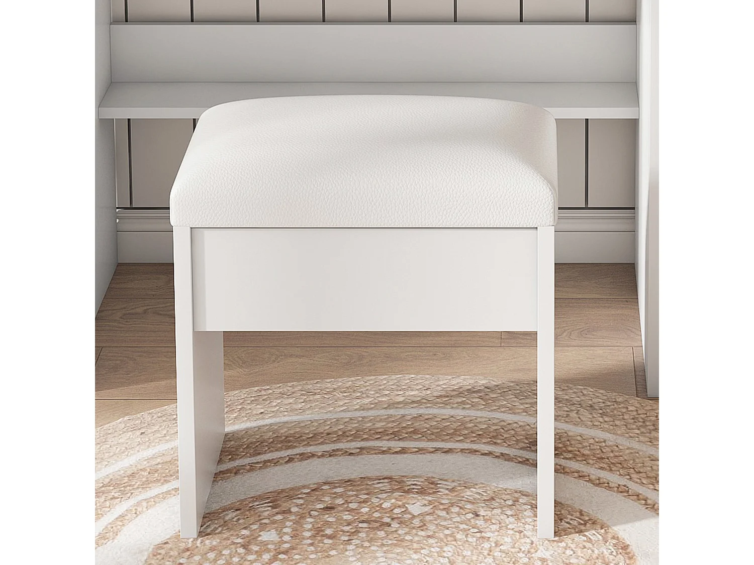 Coiffeuse avec miroir LED, prise, tabouret et 3 tiroirs - Blanc 60 x 38 x 131.5 cm
