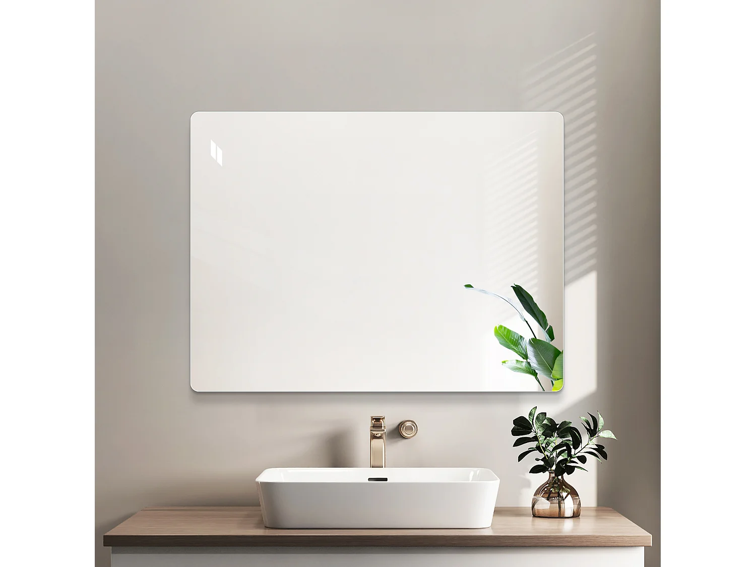 100 x 75 cm frameloze wandspiegel – badkamerspiegel met splintervrije veiligheidsfolie