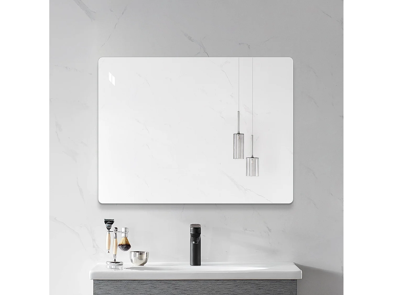100 x 75 cm frameloze wandspiegel – badkamerspiegel met splintervrije veiligheidsfolie