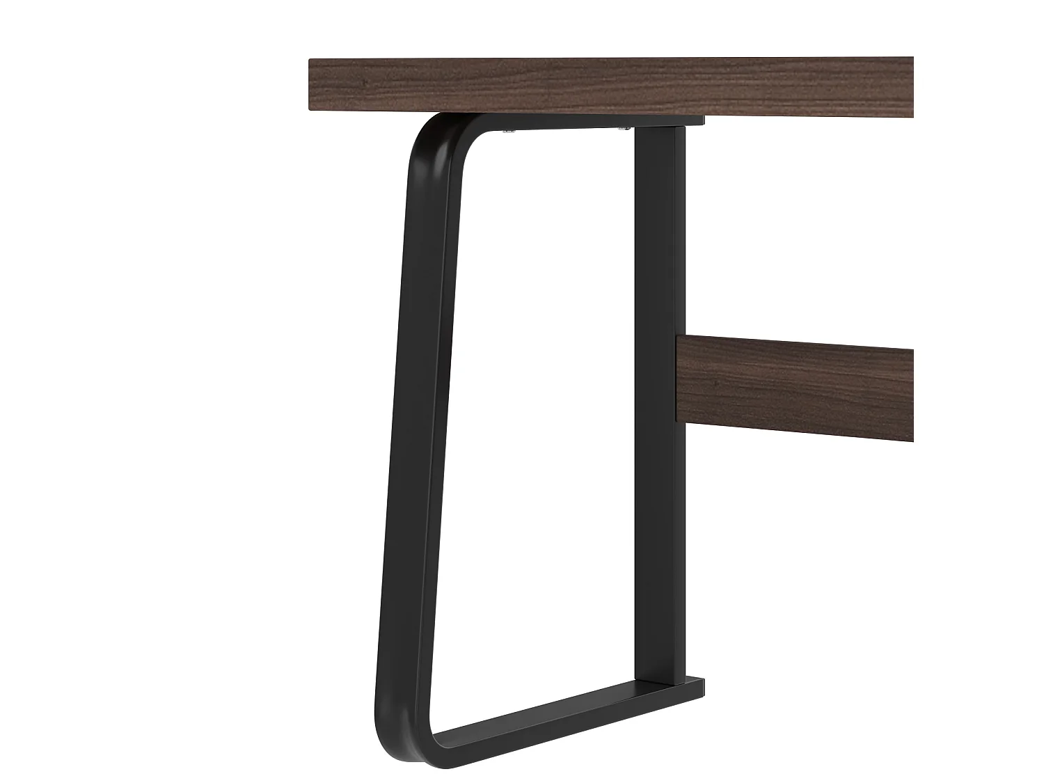 Bruin metalen bureau (161 x 54 x 76,3 cm) met 2 lades en een open vak