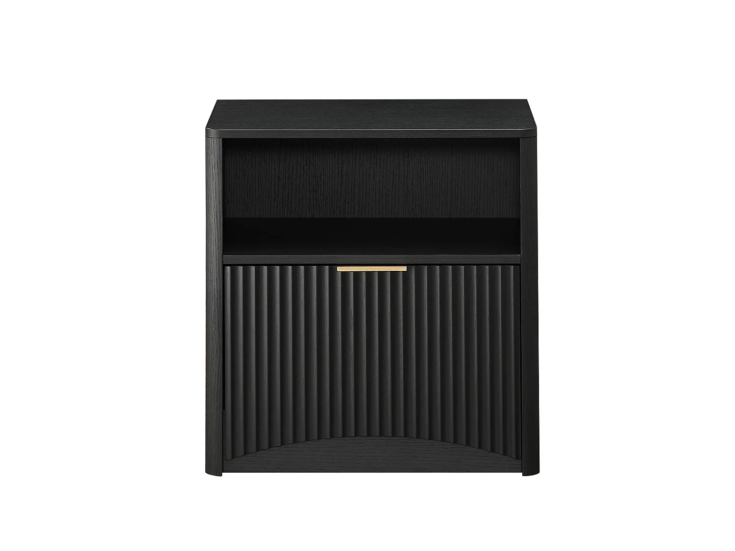 Table de chevet 58x38x60 cm avec tiroir et niche ouverte - Noir