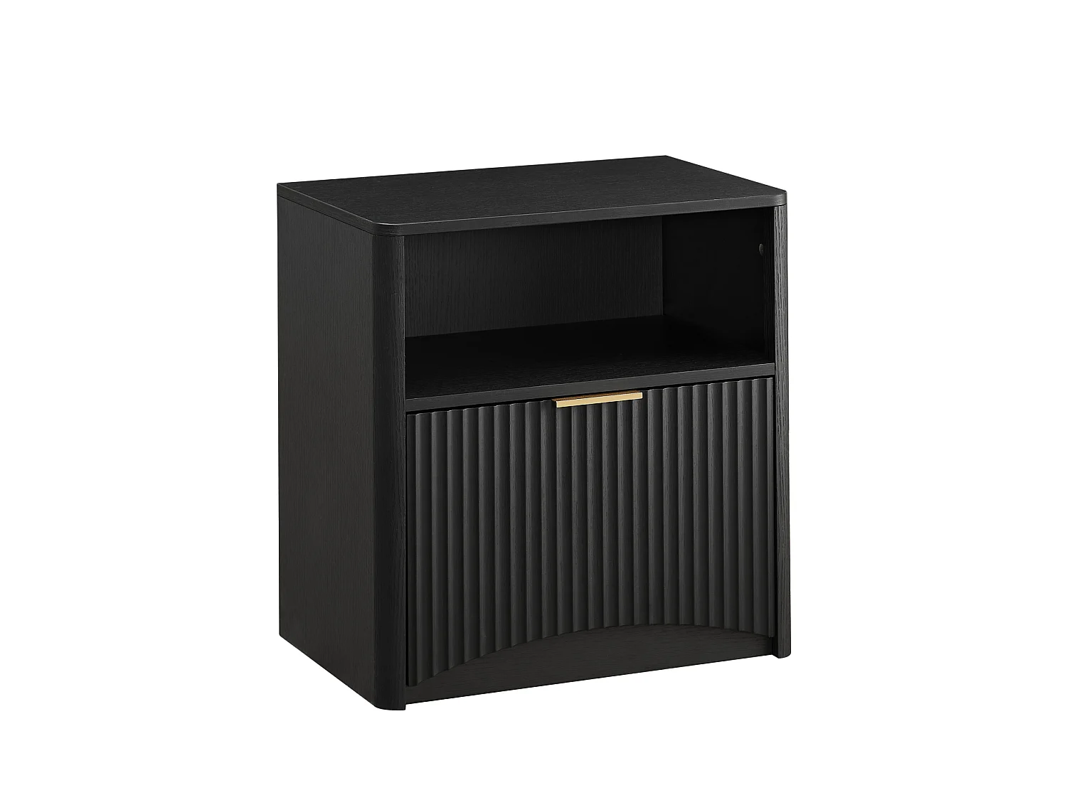 Table de chevet 58x38x60 cm avec tiroir et niche ouverte - Noir