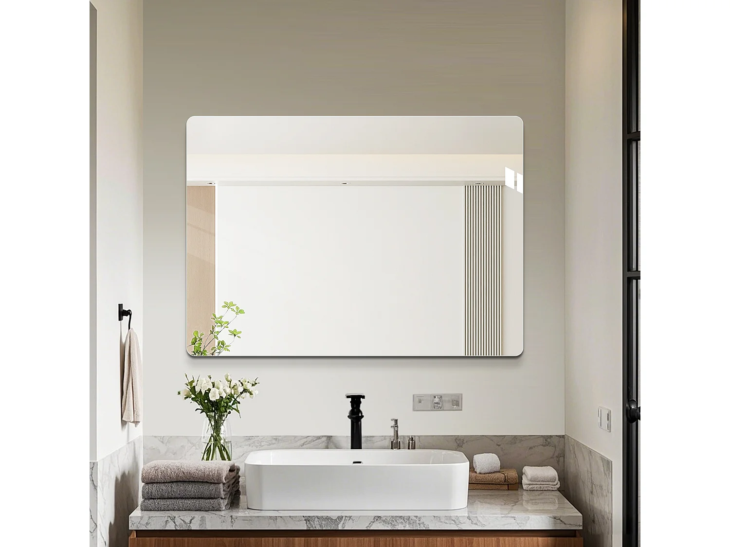Badkamerspiegel 50 x 70 cm – Wandspiegel van verzilverd glas