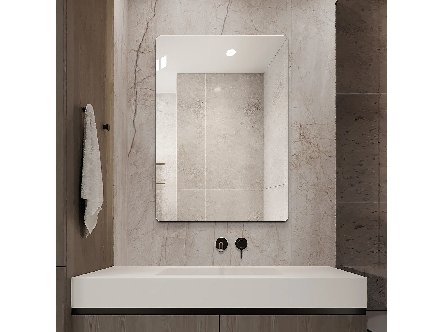 Badkamerspiegel 50 x 70 cm – Wandspiegel van verzilverd glas