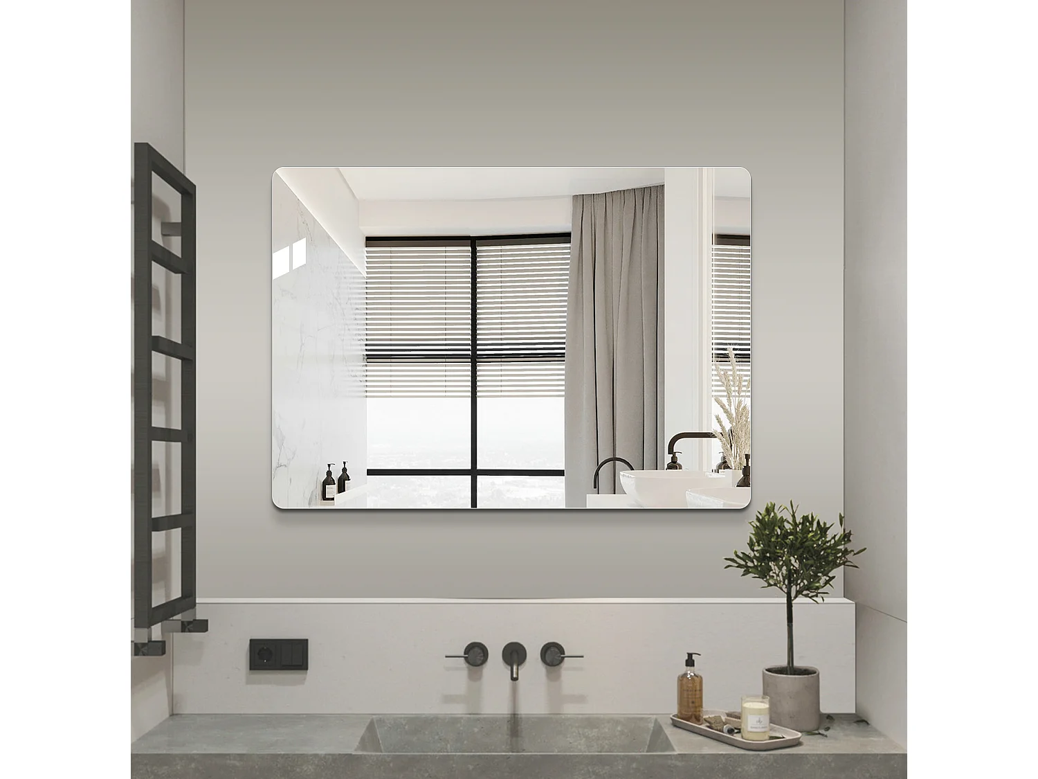 Badkamerspiegel 50 x 70 cm – Wandspiegel van verzilverd glas