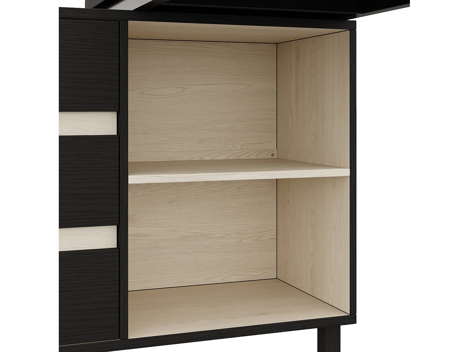 Zwart hoekbureau (150x100x76 cm) met 3 lades en 2 open vakken