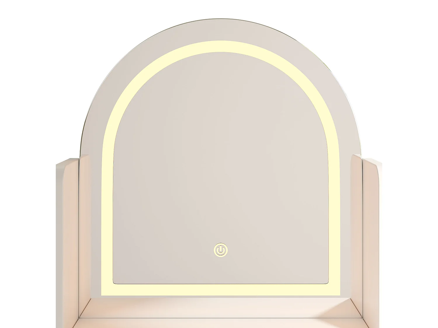 Sminkbord med LED-spegel, 3 lådor och 2 glasdörrar – Vit, 120 × 40 × 139,5 cm