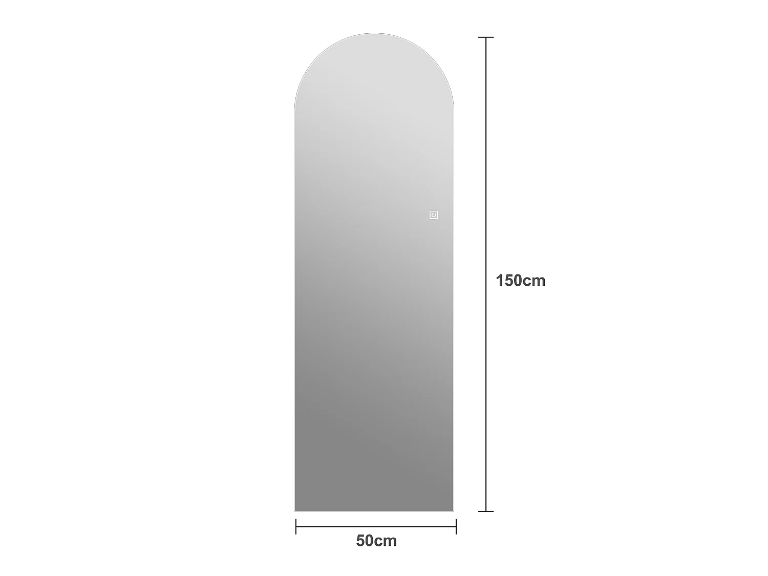 150 × 50 cm LED-väggspegel med dimbar pekkontroll – Helkroppsspegel – Försilvrat glas