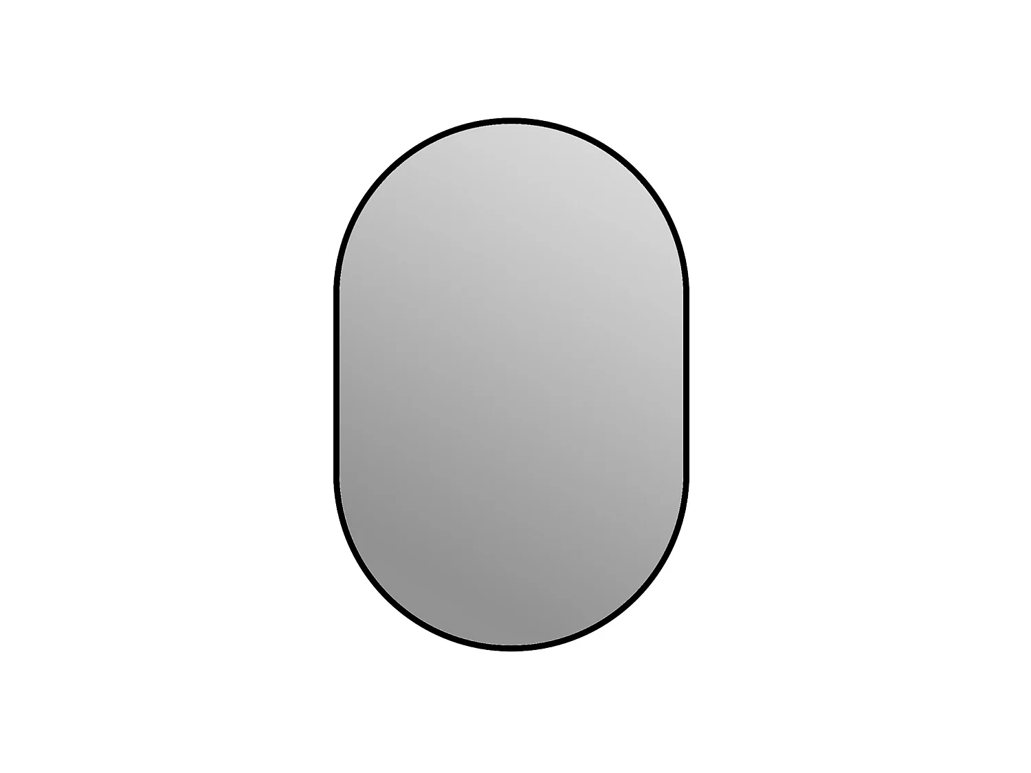 Boogvormige wandspiegel 60 x 90 cm met zwart aluminium frame – Zilveren spiegel