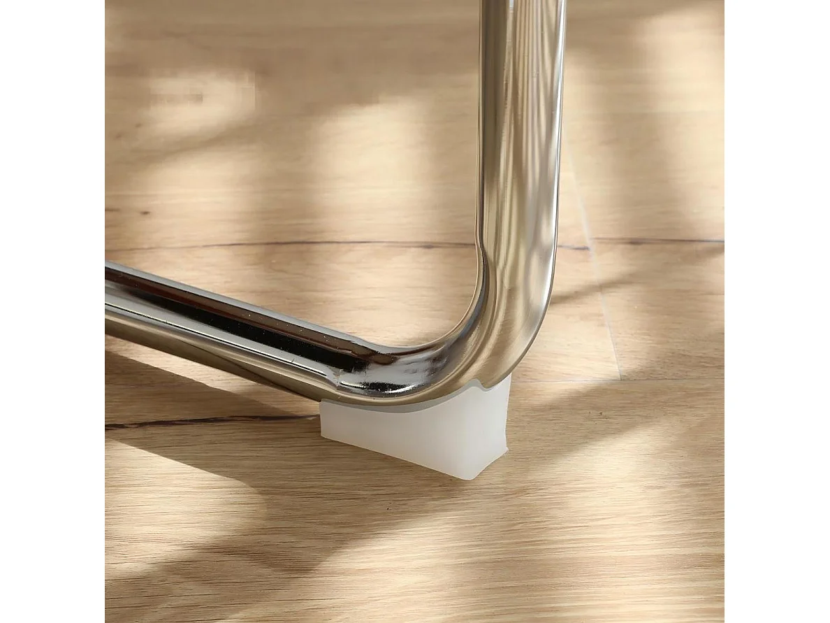 Lot de 2 chaises de salle à manger en rotin et velours - Pieds chromés - Beige