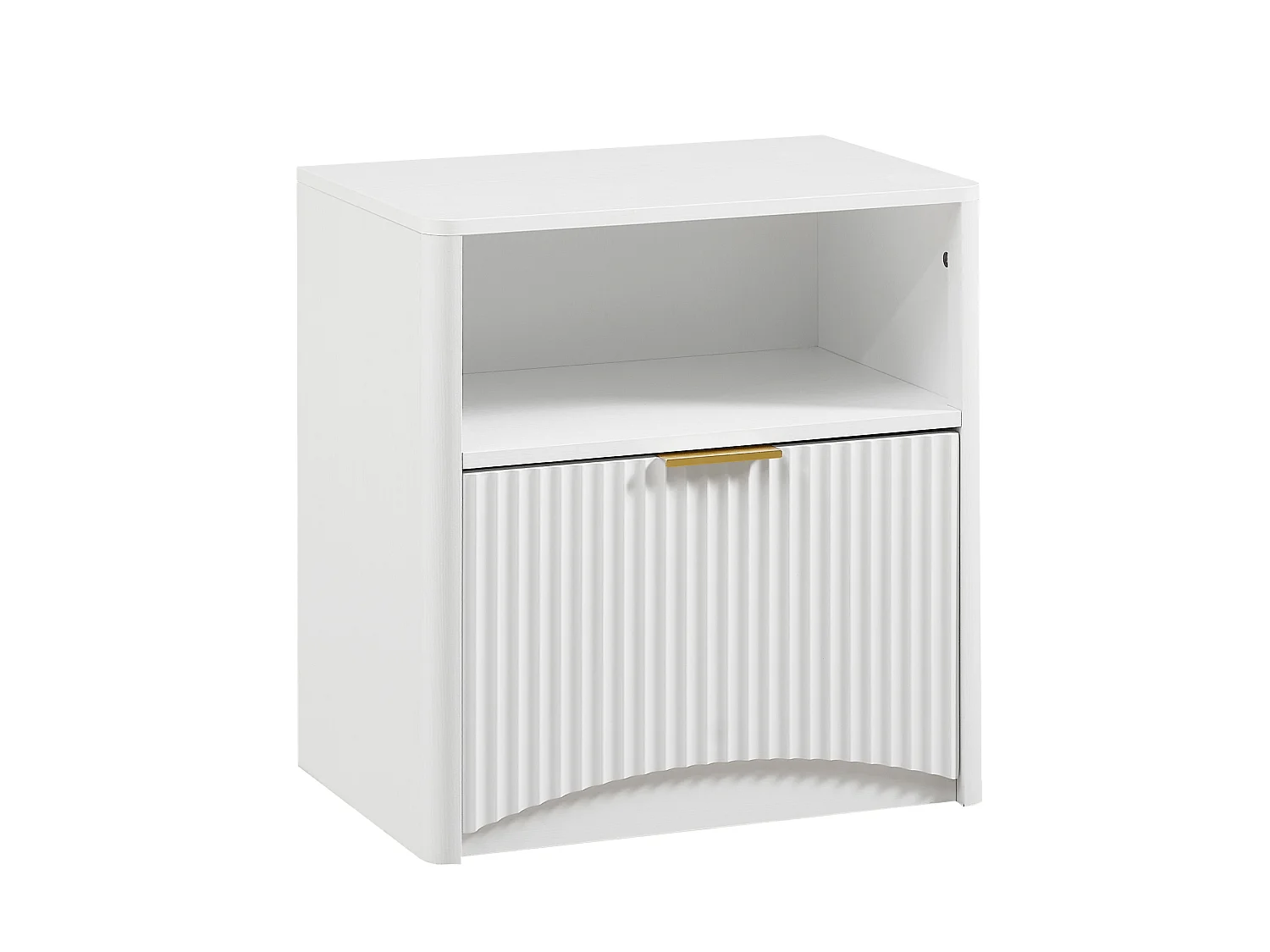 Table de chevet 58x38x60 cm avec tiroir et niche ouverte - Blanc