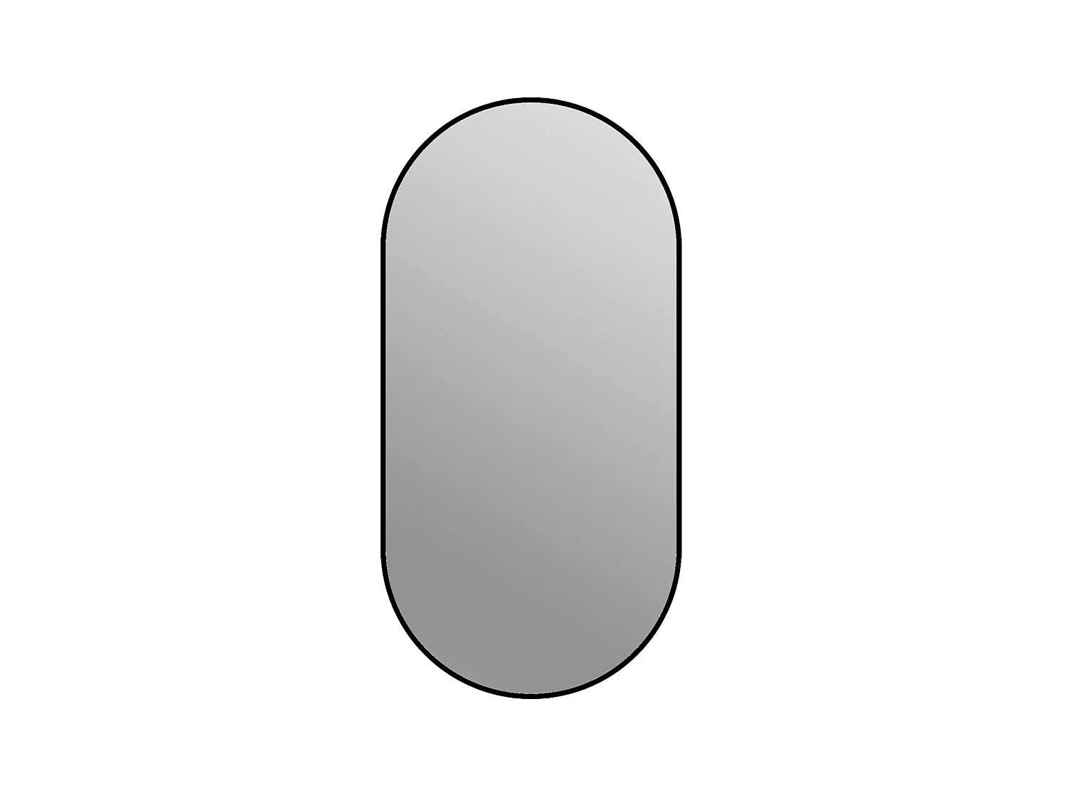 Boogvormige wandspiegel 60 x 120 cm met zwart aluminium frame – Zilveren spiegel
