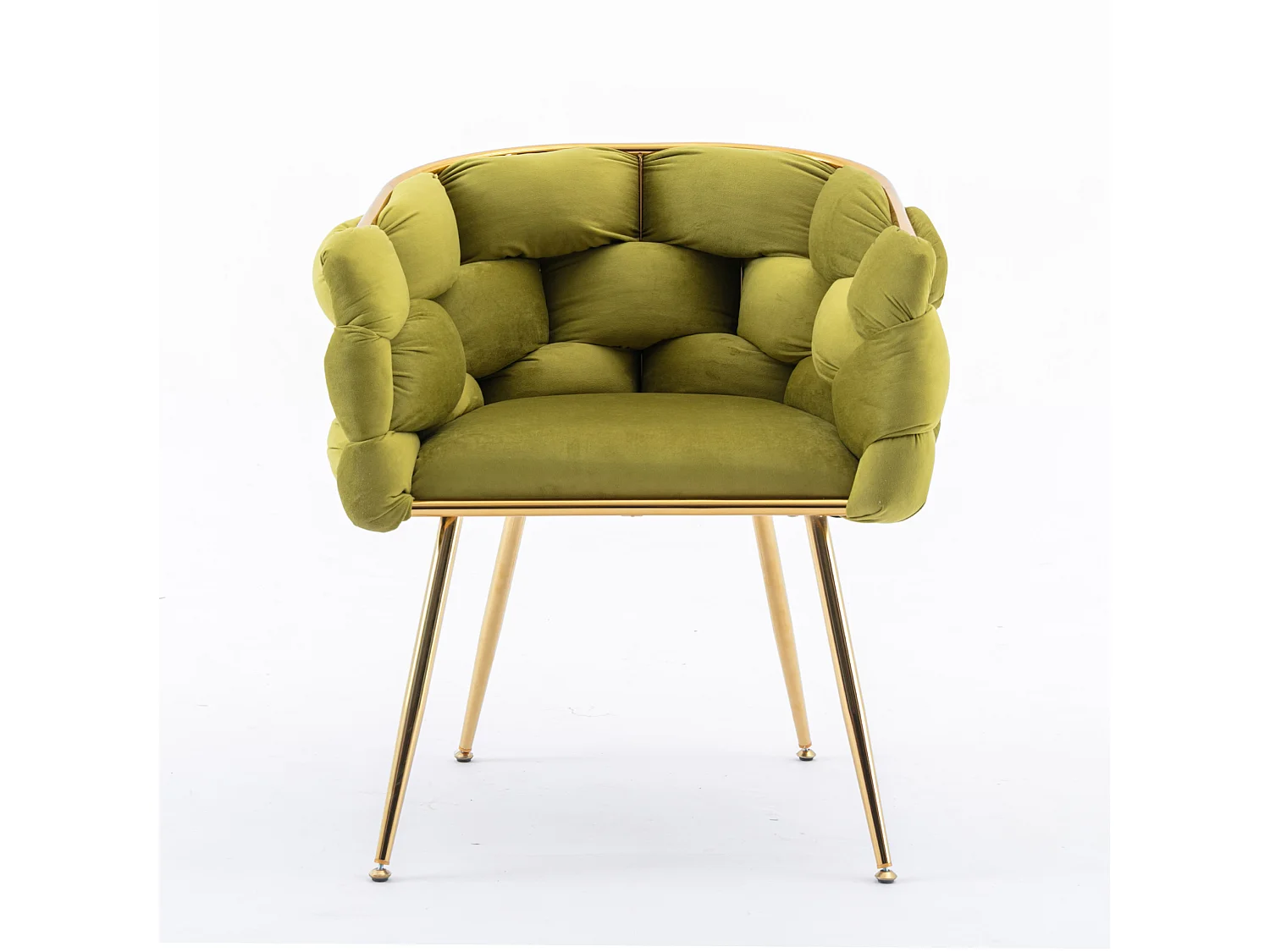 Chaise en velours avec cadre en métal doré - Vert olive
