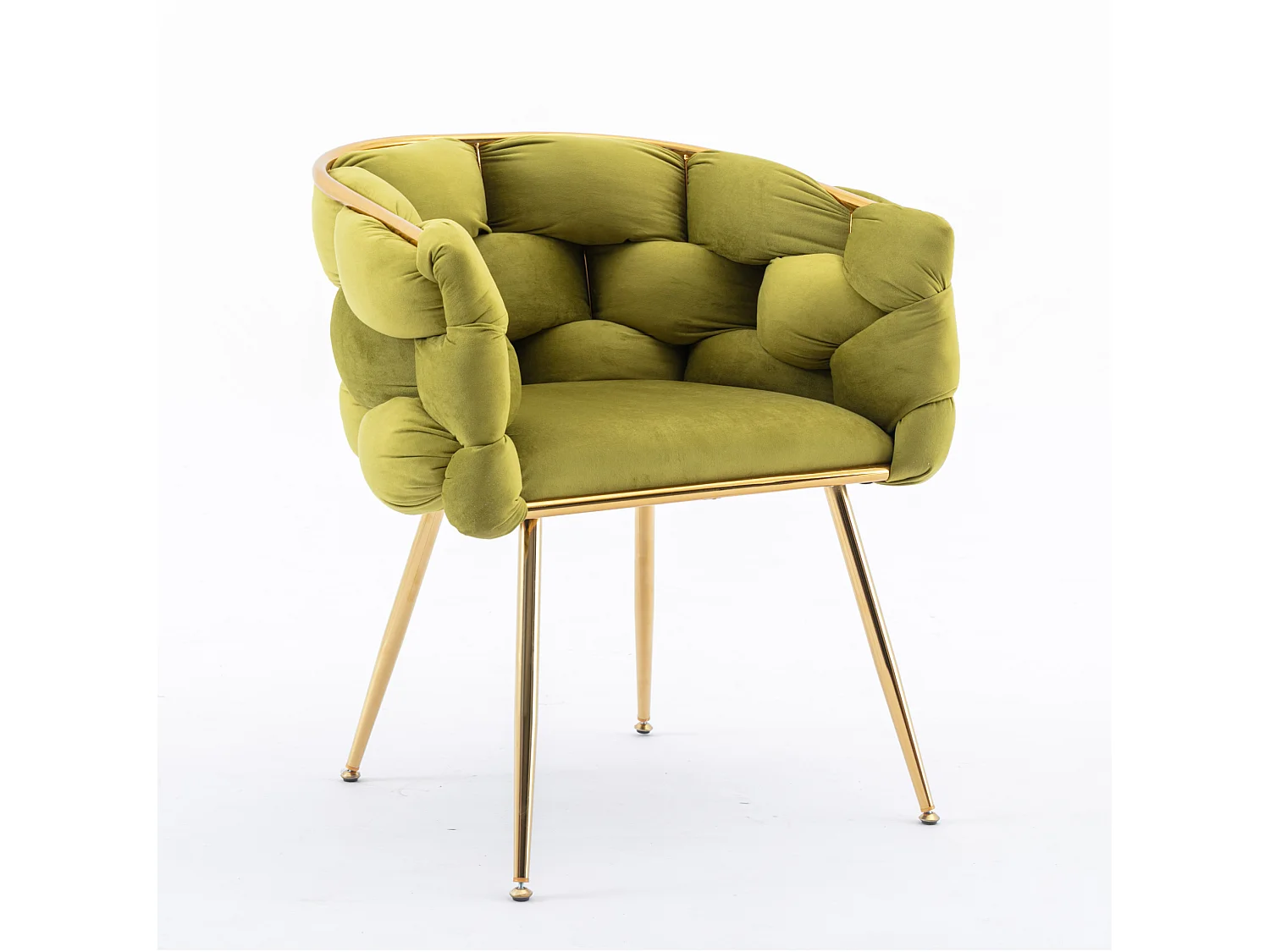 Chaise en velours avec cadre en métal doré - Vert olive