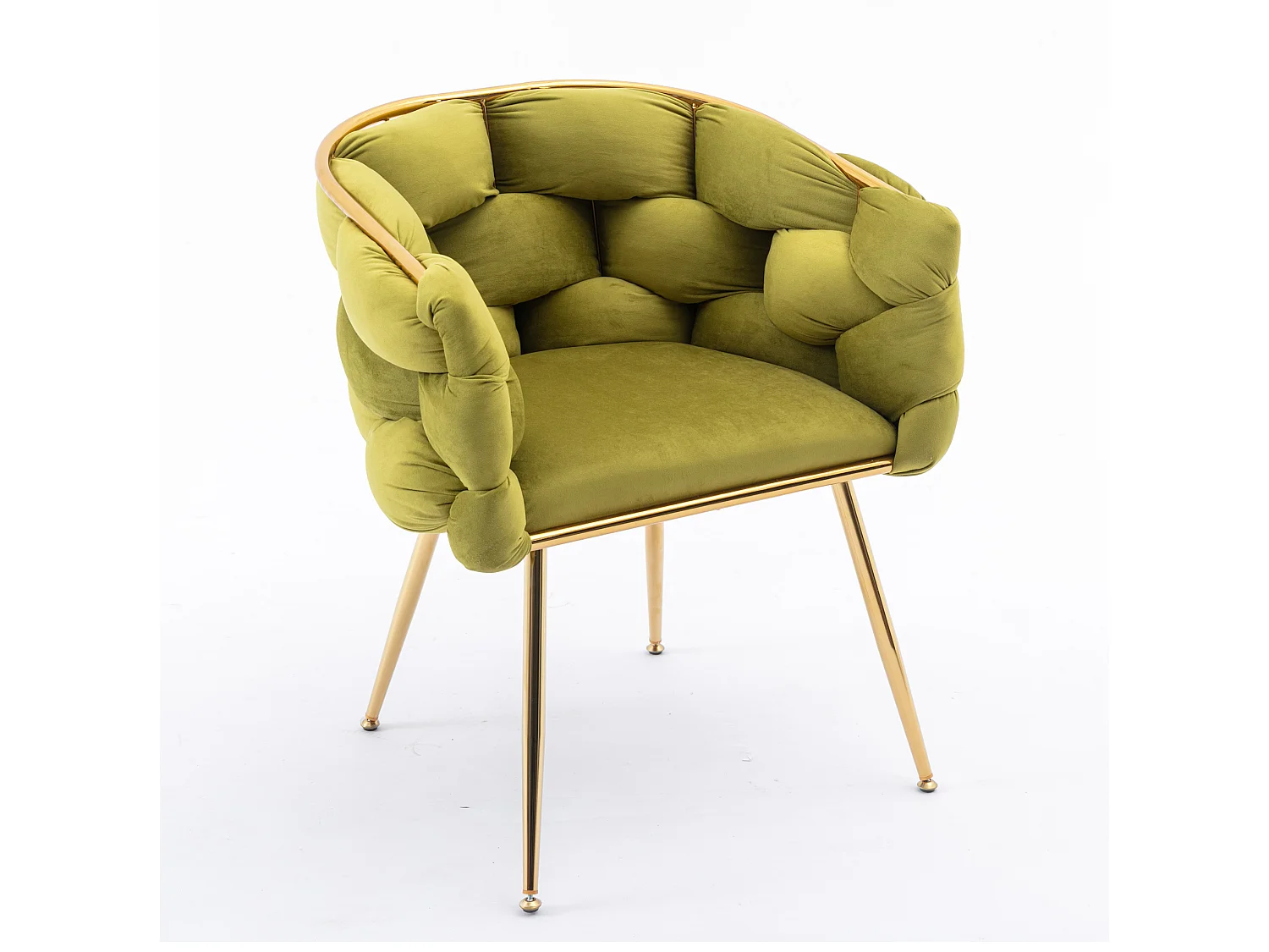 Chaise en velours avec cadre en métal doré - Vert olive