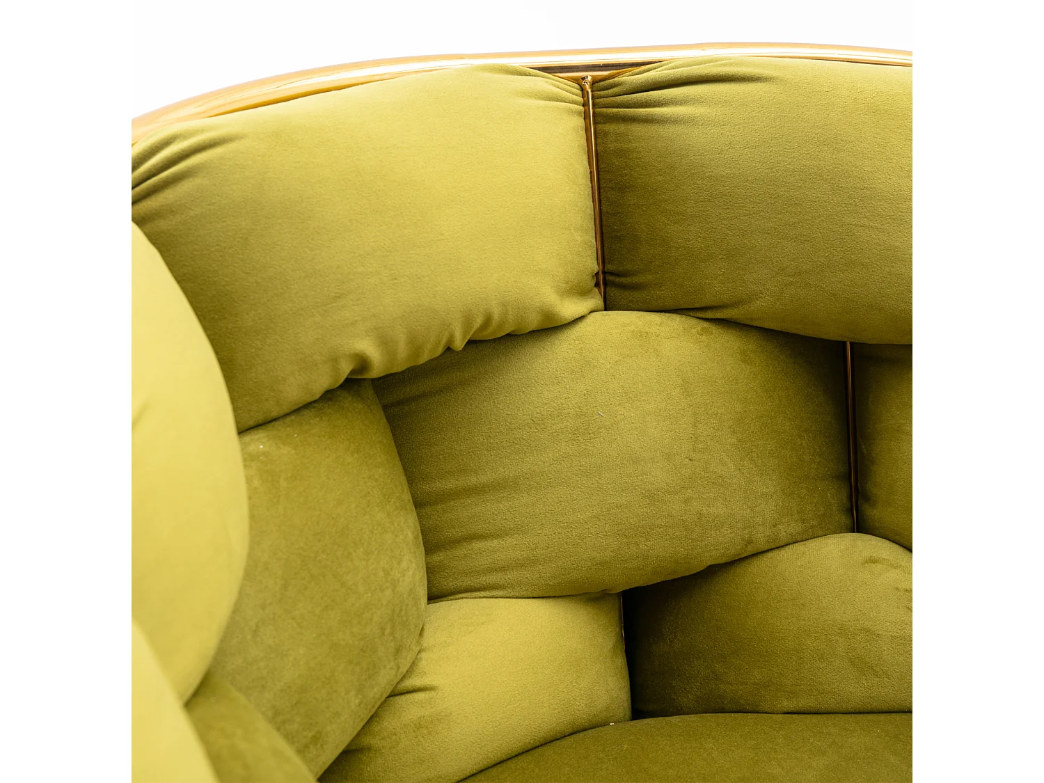 Chaise en velours avec cadre en métal doré - Vert olive