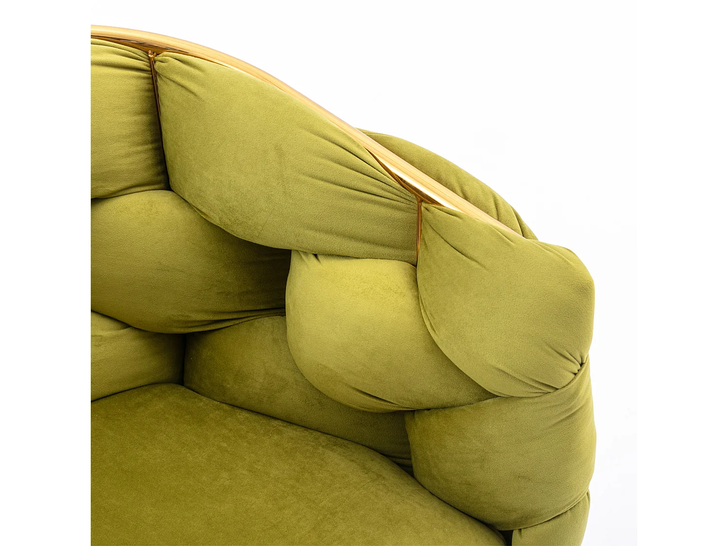 Chaise en velours avec cadre en métal doré - Vert olive
