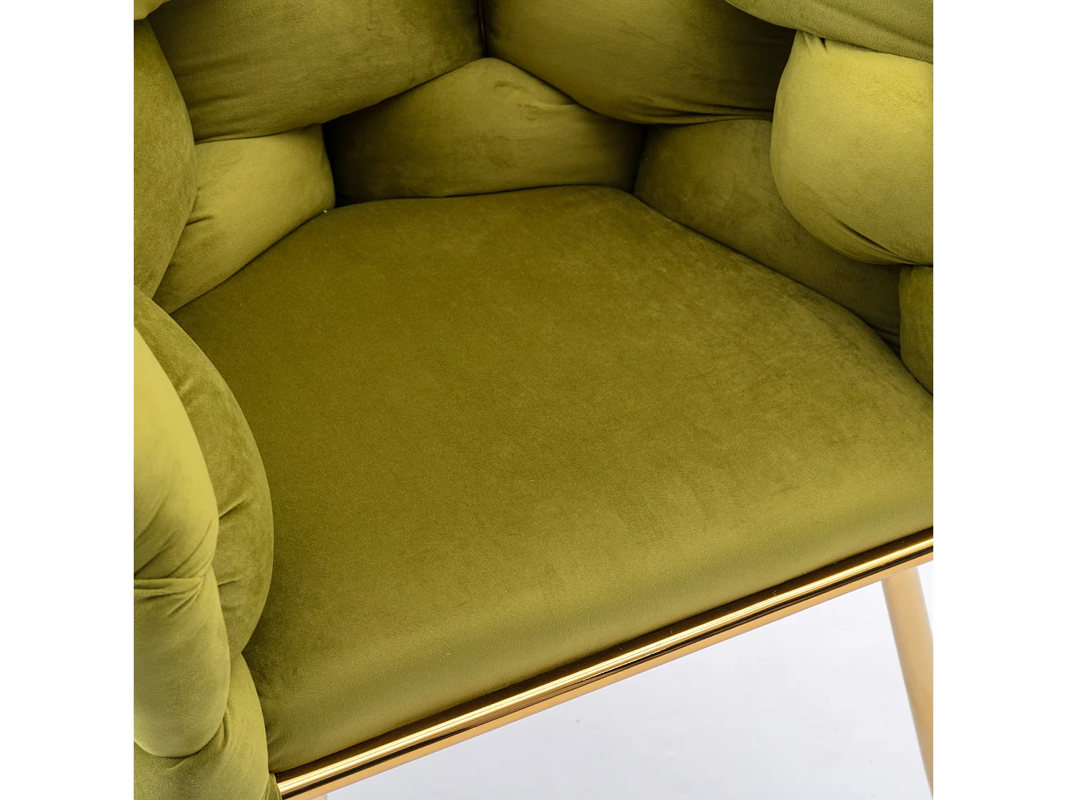Chaise en velours avec cadre en métal doré - Vert olive