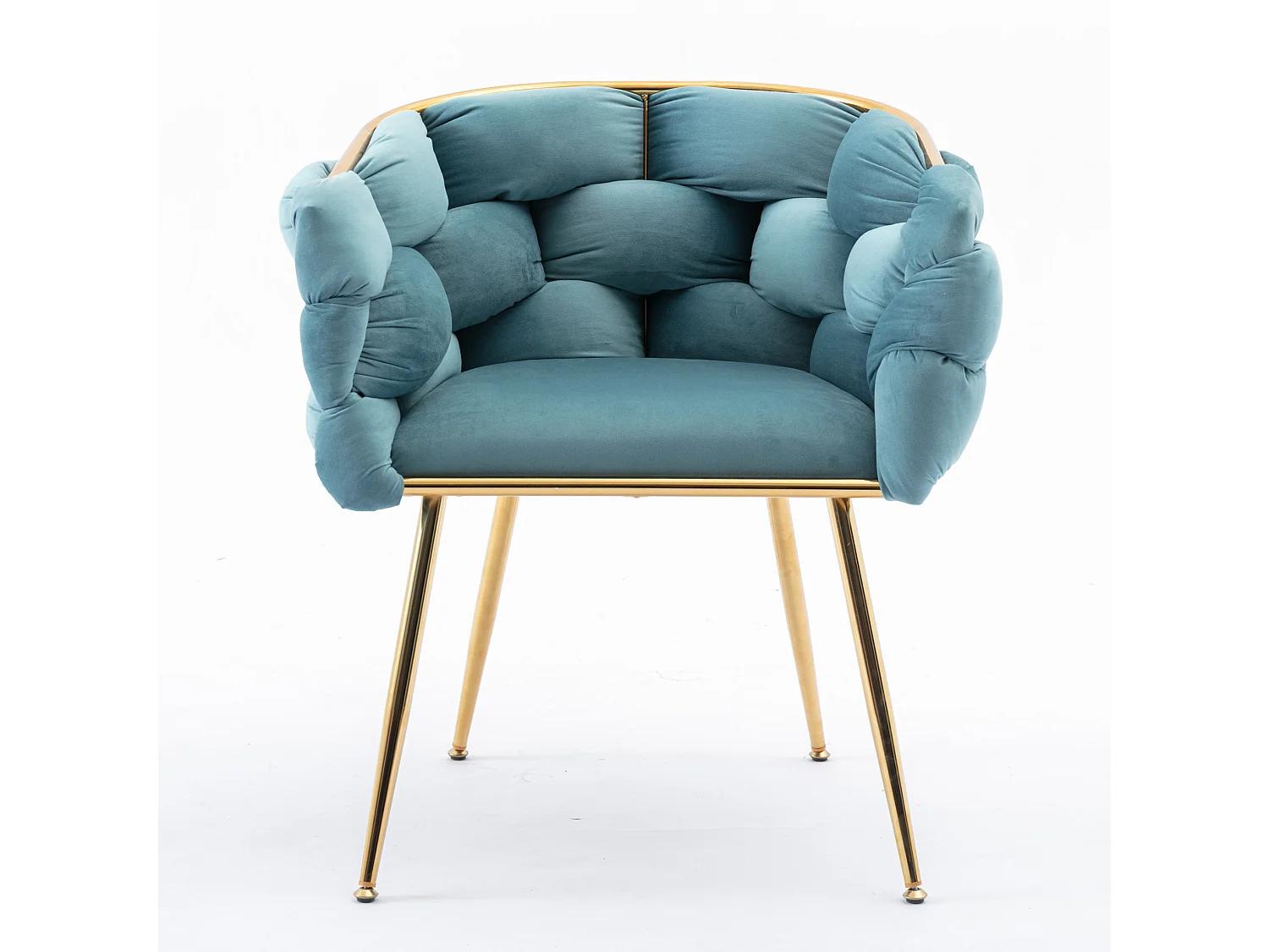 Chaise en velours bleu avec cadre en métal doré - Pour chambre, salon, salle à manger