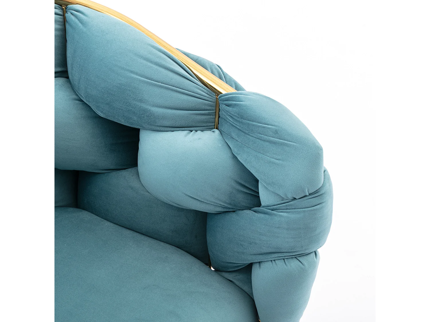 Chaise en velours bleu avec cadre en métal doré - Pour chambre, salon, salle à manger