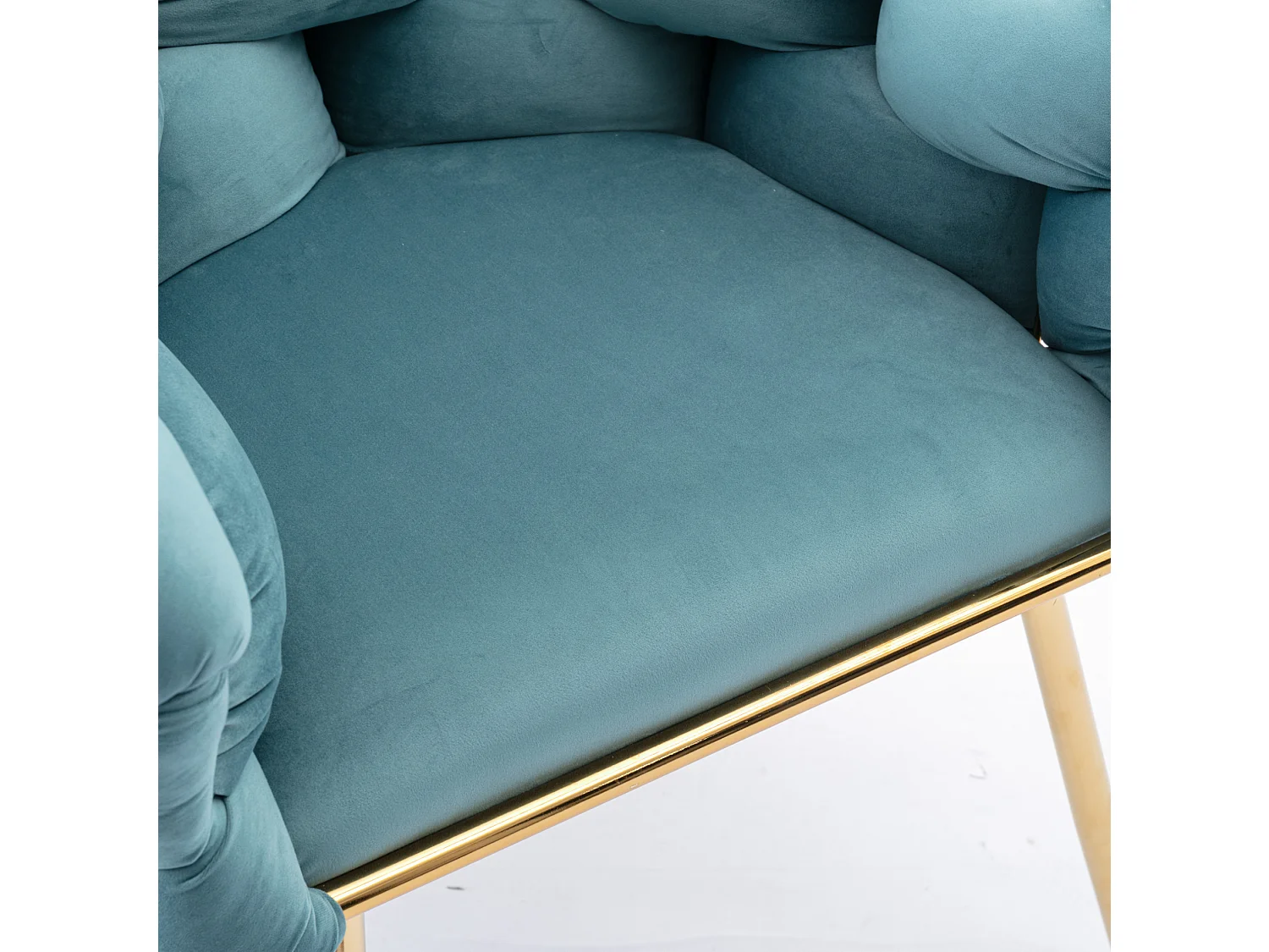 Chaise en velours bleu avec cadre en métal doré - Pour chambre, salon, salle à manger