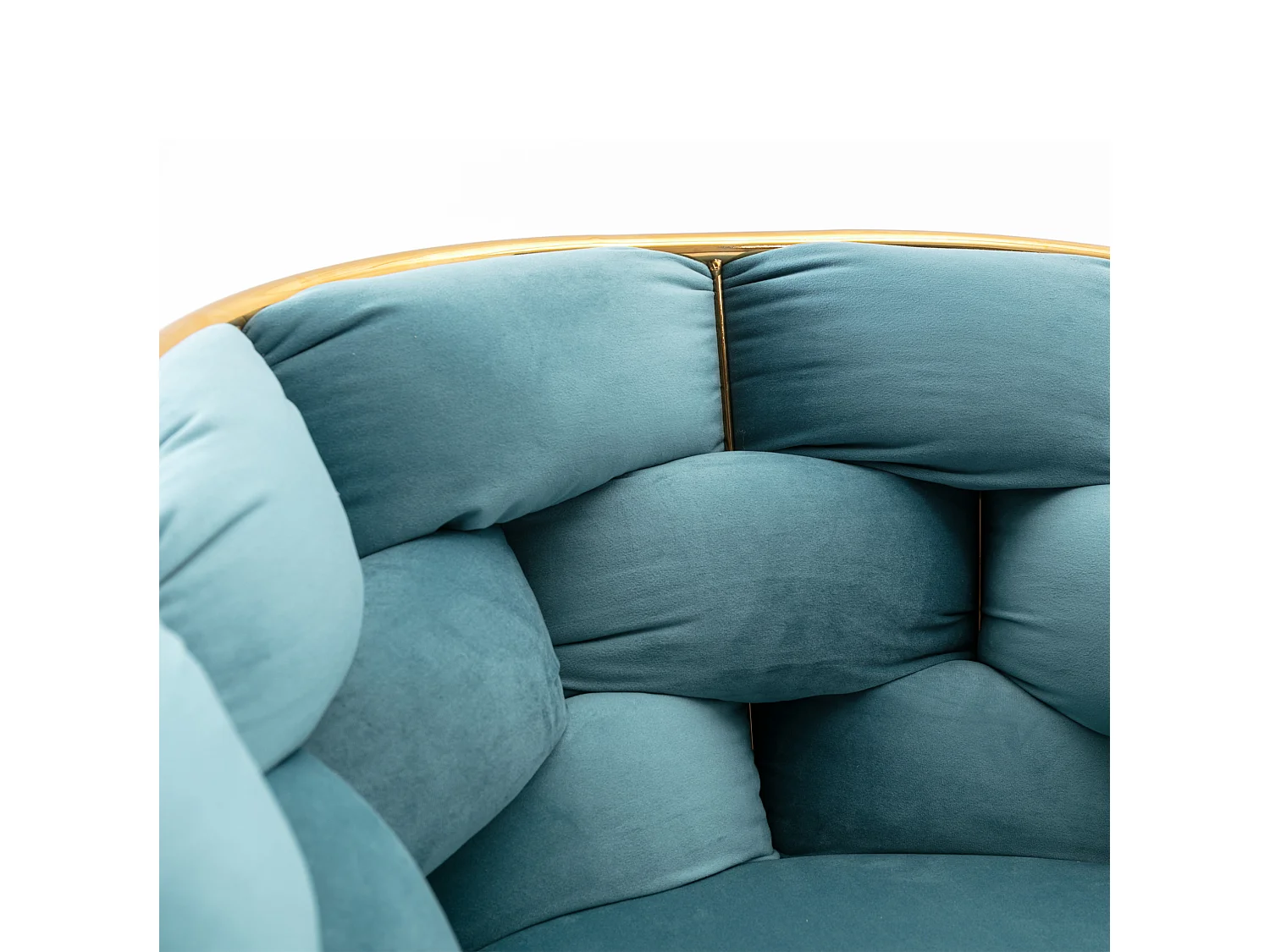 Chaise en velours bleu avec cadre en métal doré - Pour chambre, salon, salle à manger
