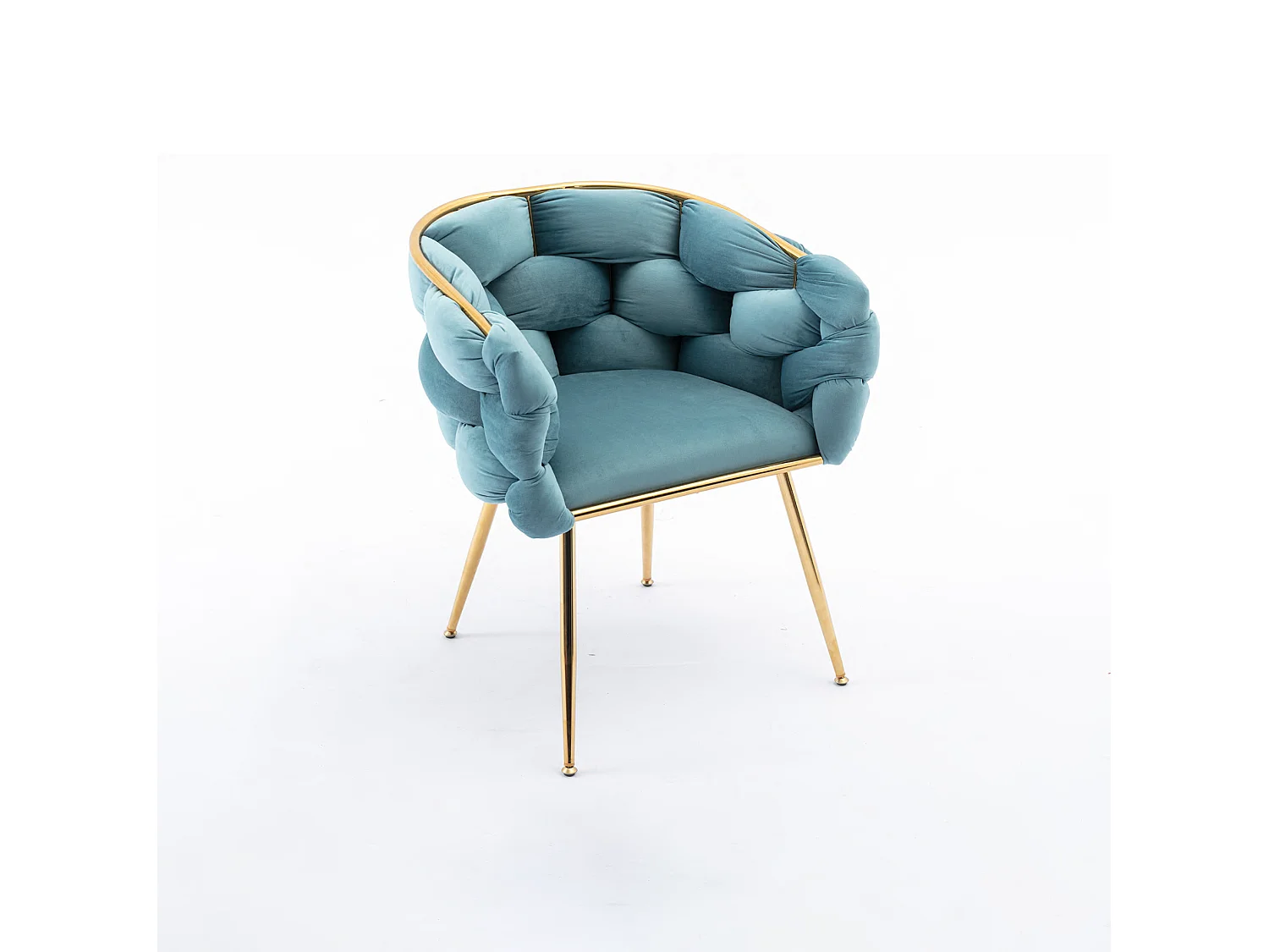 Chaise en velours bleu avec cadre en métal doré - Pour chambre, salon, salle à manger