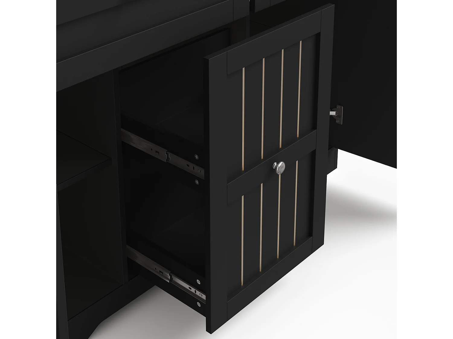 Isola cucina mobile con piano di lavoro pieghevole e 2 cassetti - Nera 137 × 45 (70) × 92 cm
