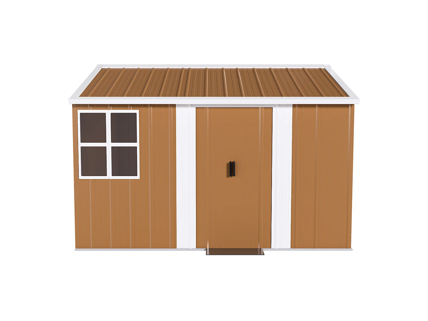 Abri de jardin en acier 300 x 240 cm avec porte verrouillable et ventilation - Sans plancher – Marron