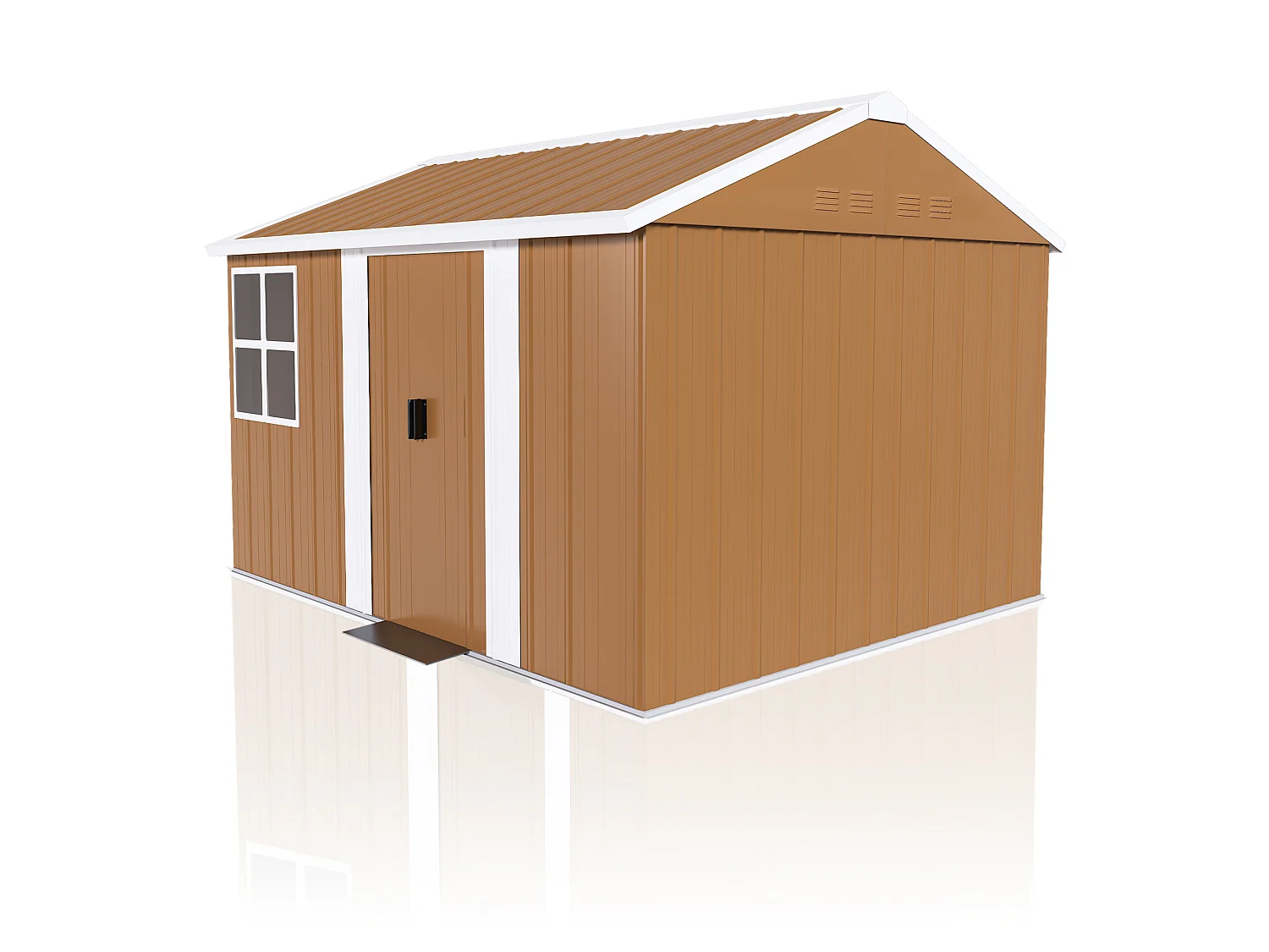 Abri de jardin en acier 300 x 240 cm avec porte verrouillable et ventilation - Sans plancher – Marron