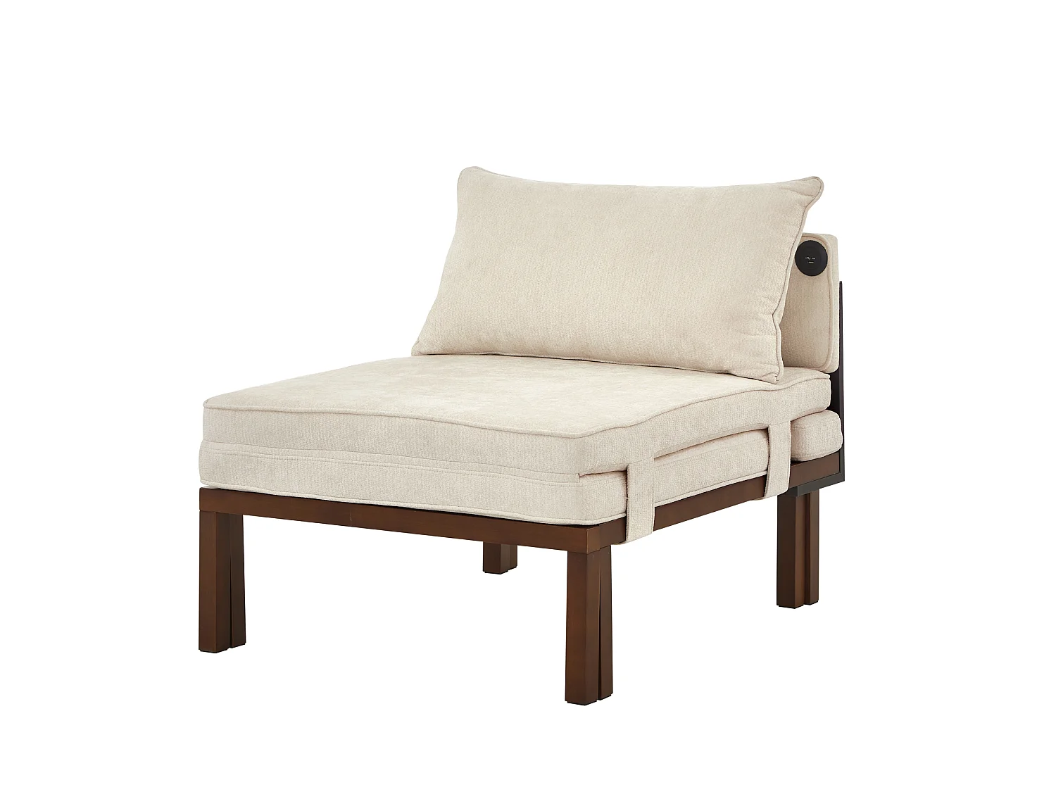 Fauteuil convertible 2-en-1 avec fonction couchage et USB / Type-C - Tissu beige