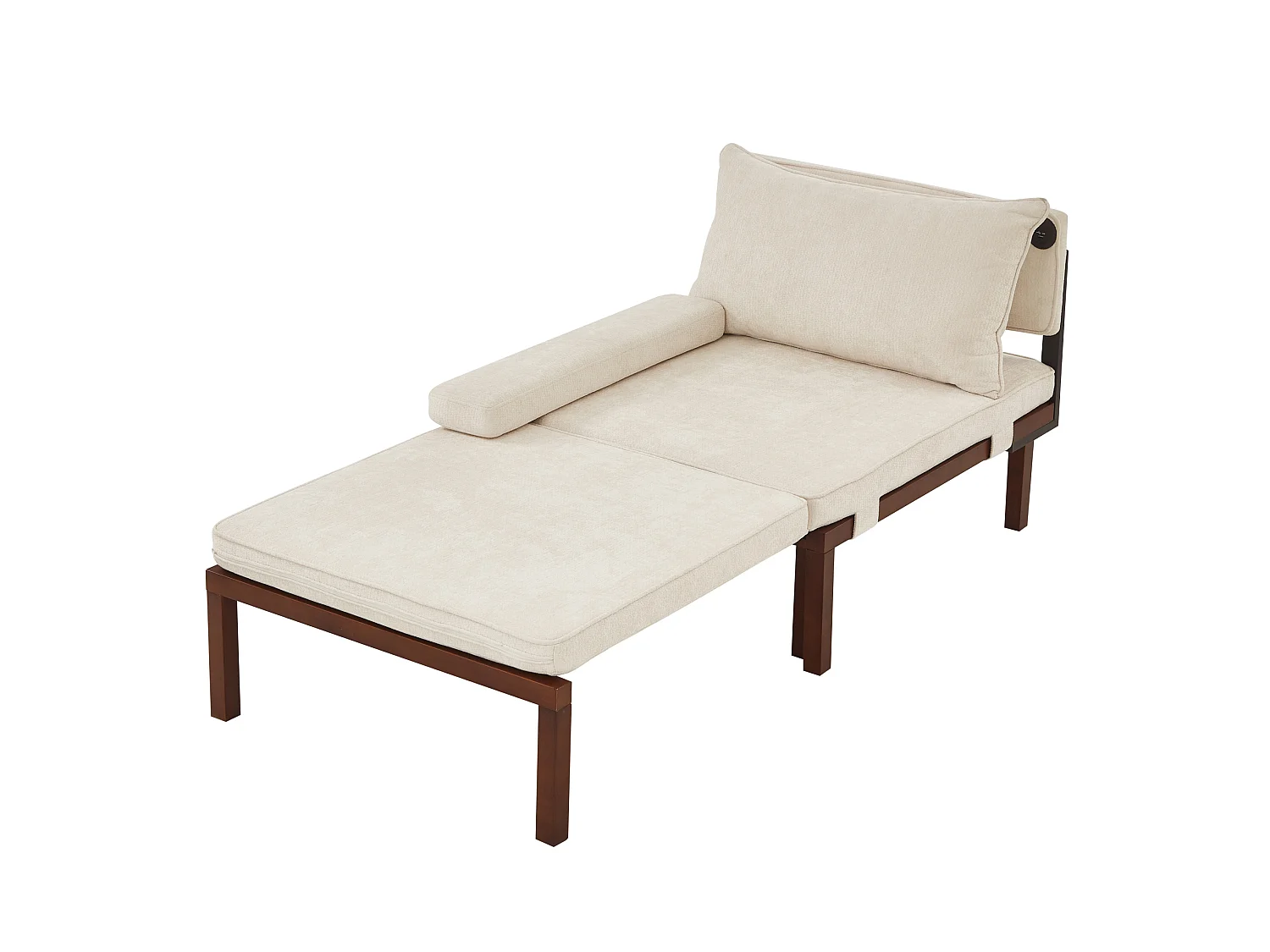 Fauteuil convertible 2-en-1 avec fonction couchage et USB / Type-C - Tissu beige