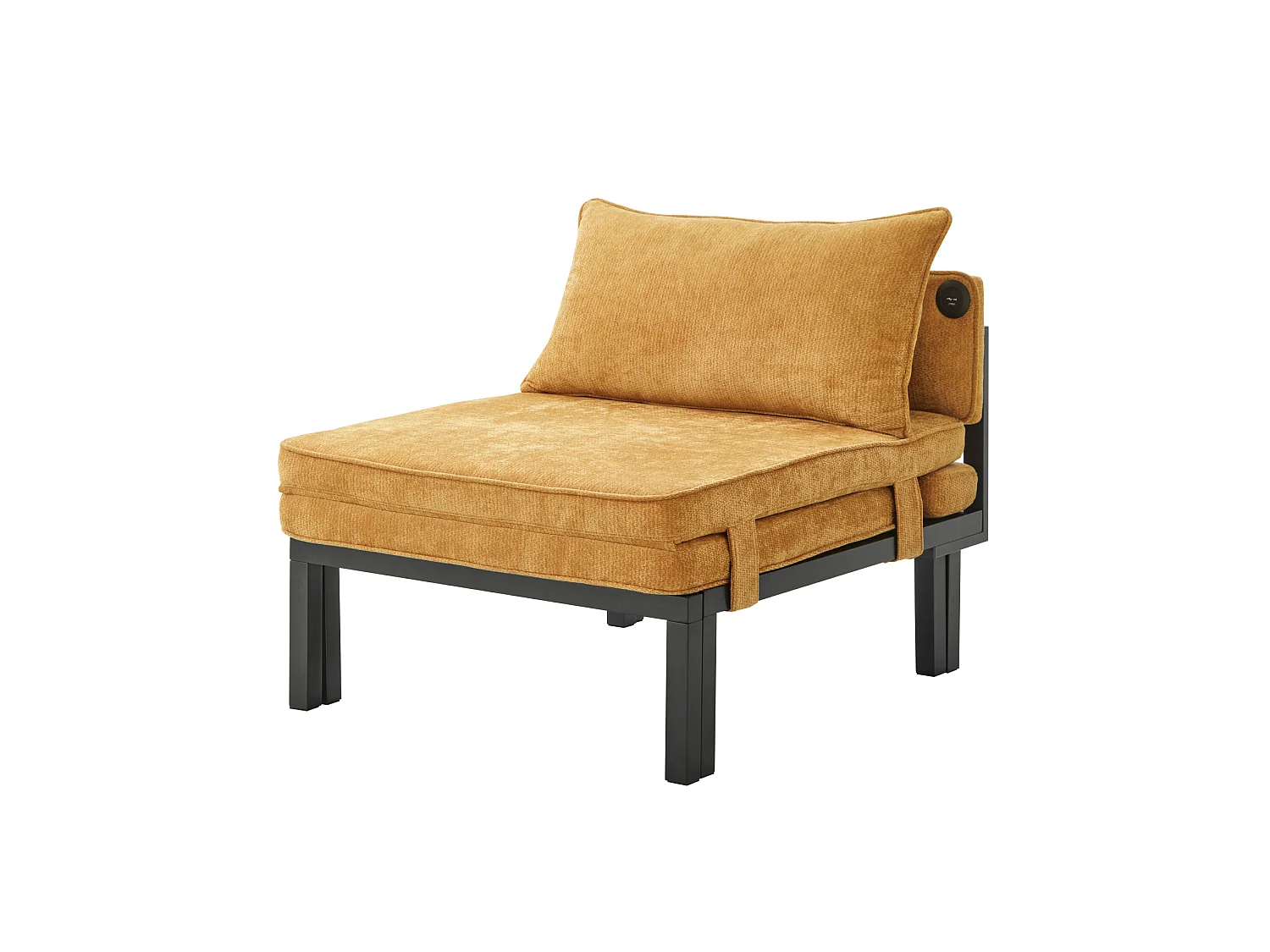 Fauteuil convertible 2-en-1 avec fonction couchage et USB / Type-C - Tissu jaune