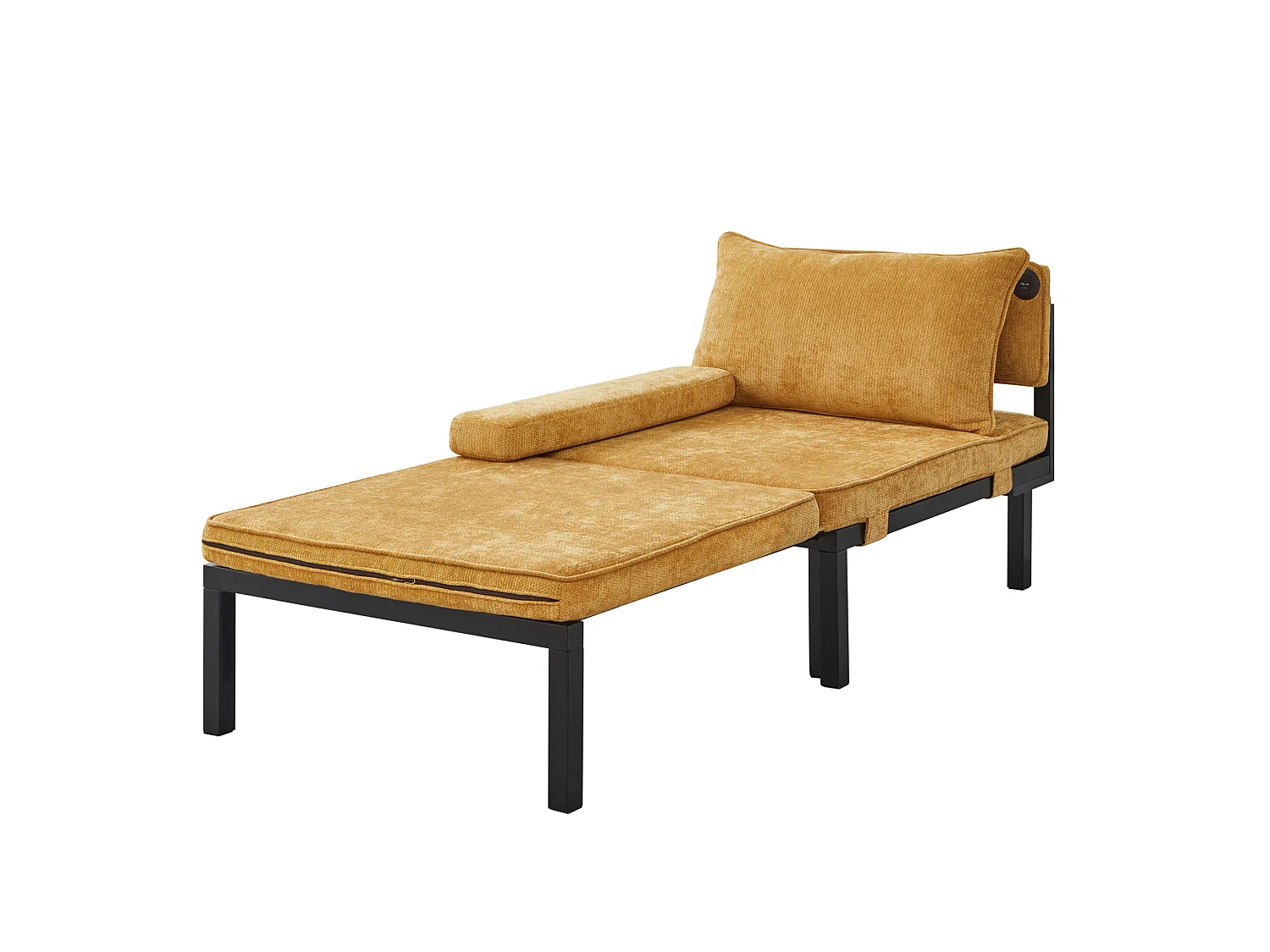 Fauteuil convertible 2-en-1 avec fonction couchage et USB / Type-C - Tissu jaune