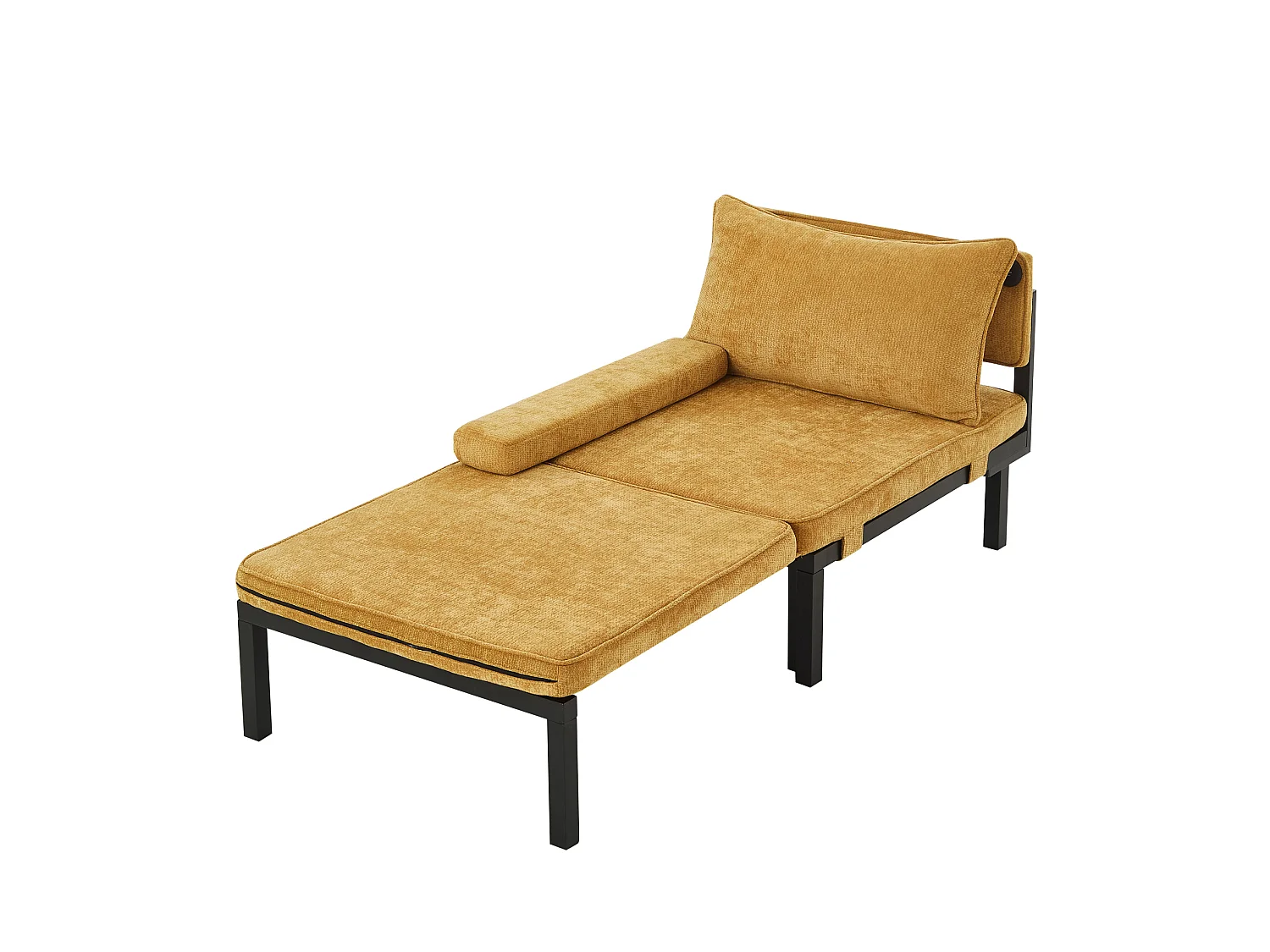 Fauteuil convertible 2-en-1 avec fonction couchage et USB / Type-C - Tissu jaune