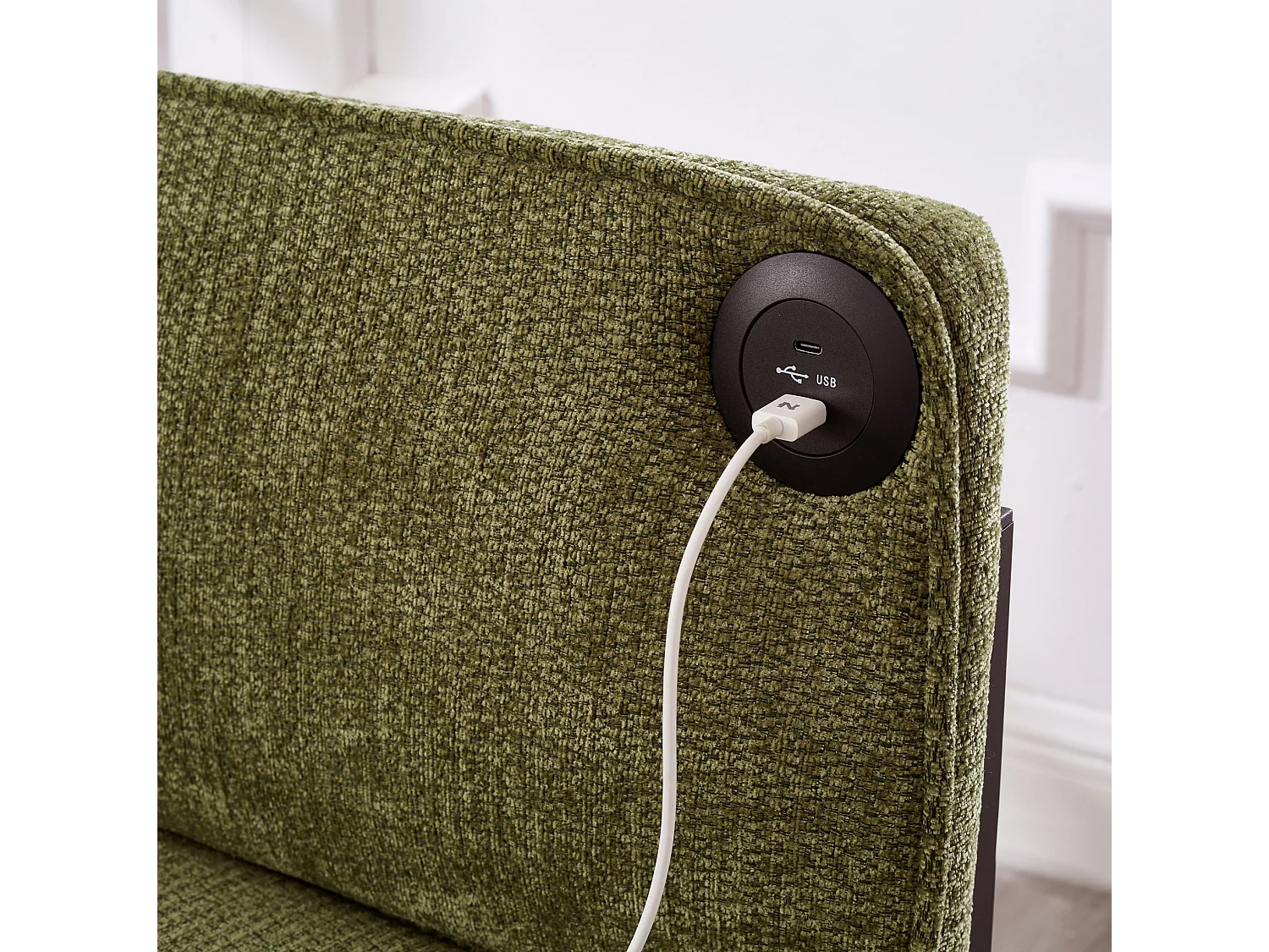 Fauteuil convertible 2-en-1 avec fonction couchage et USB / Type-C - Tissu vert