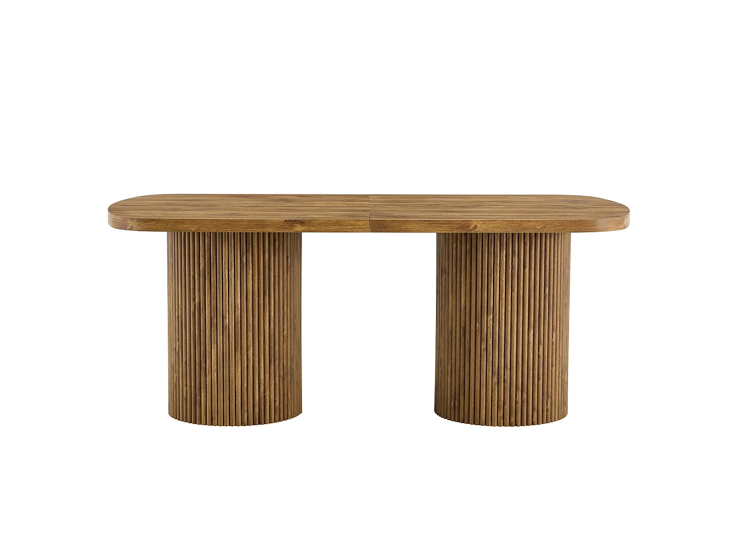 Table à manger ovale 180 x 90 cm bois foncé pour 6 à 8 places - Pied central cannelé