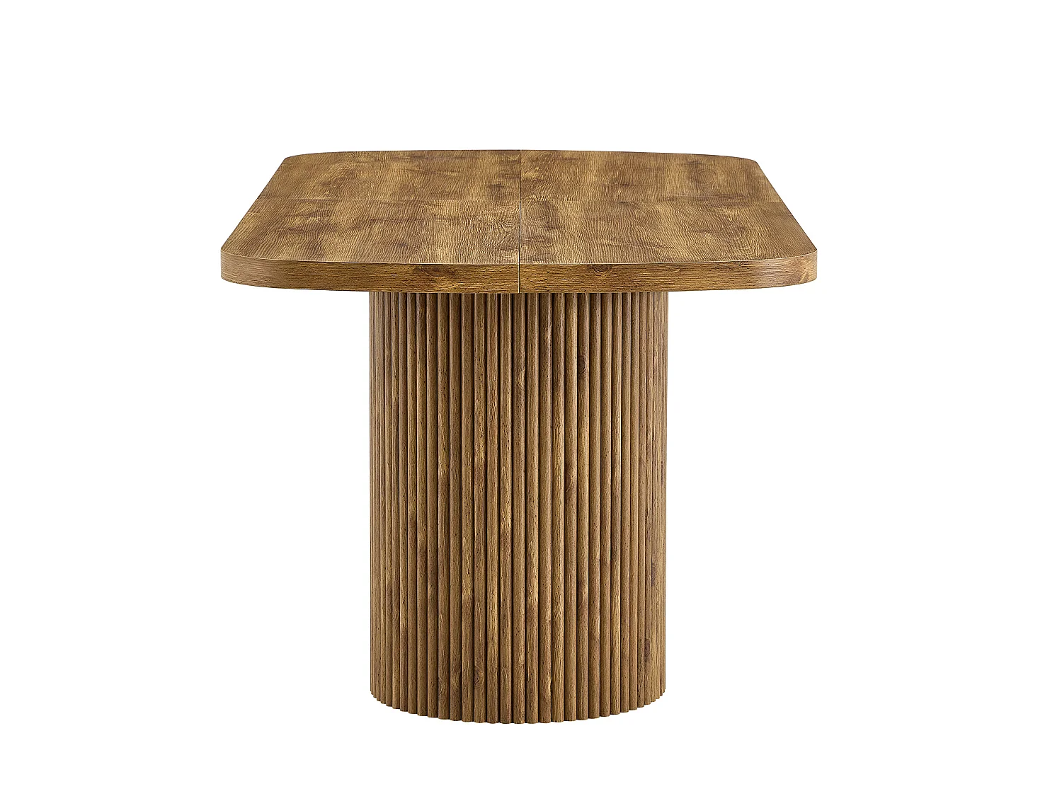 Table à manger ovale 180 x 90 cm bois foncé pour 6 à 8 places - Pied central cannelé