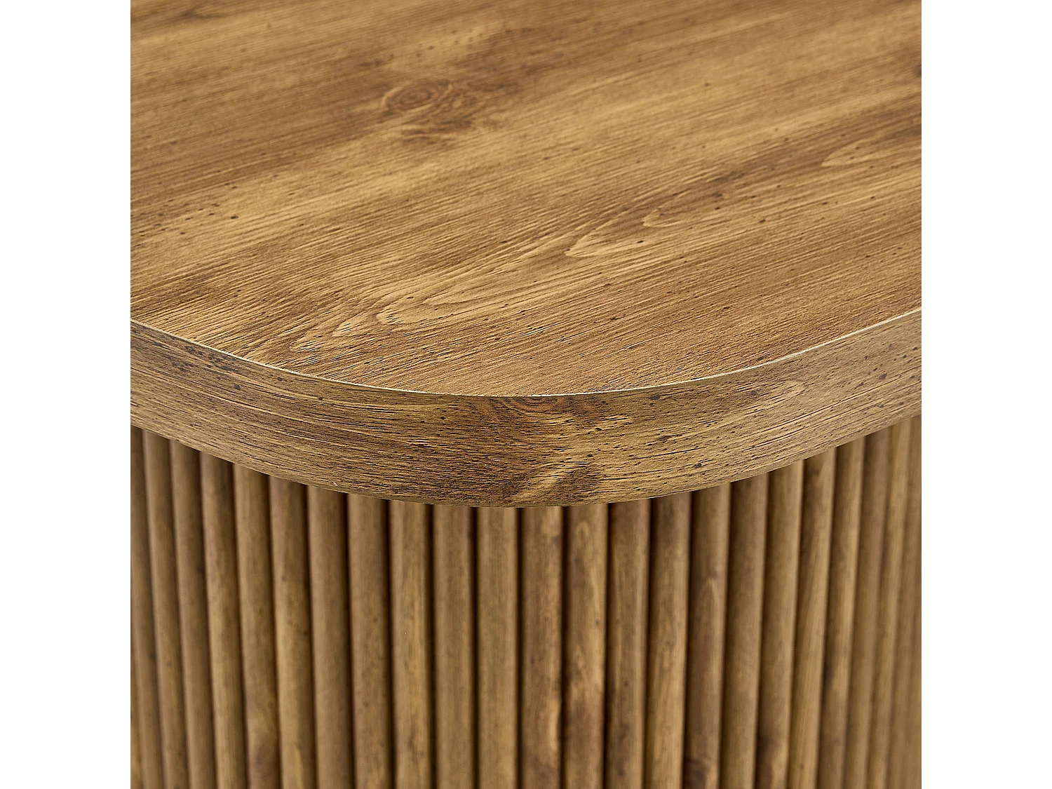 Table à manger ovale 180 x 90 cm bois foncé pour 6 à 8 places - Pied central cannelé
