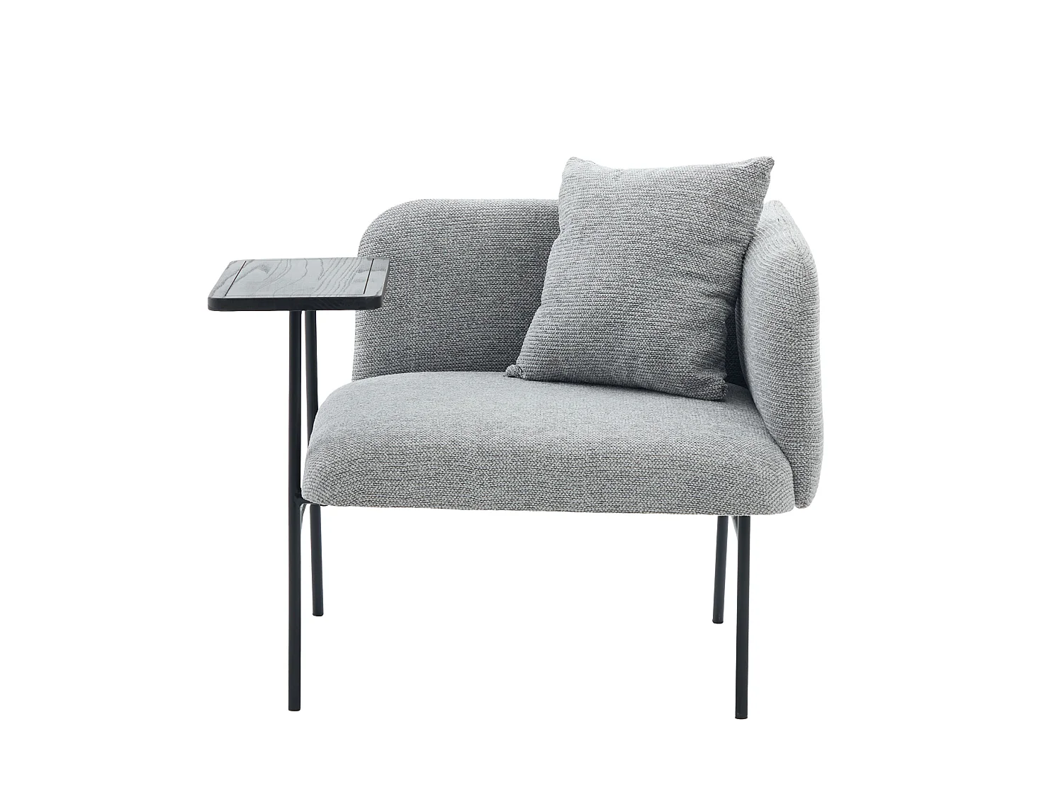 Fauteuil en chenille avec table d'appoint et 2 poches de rangement - Gris clair
