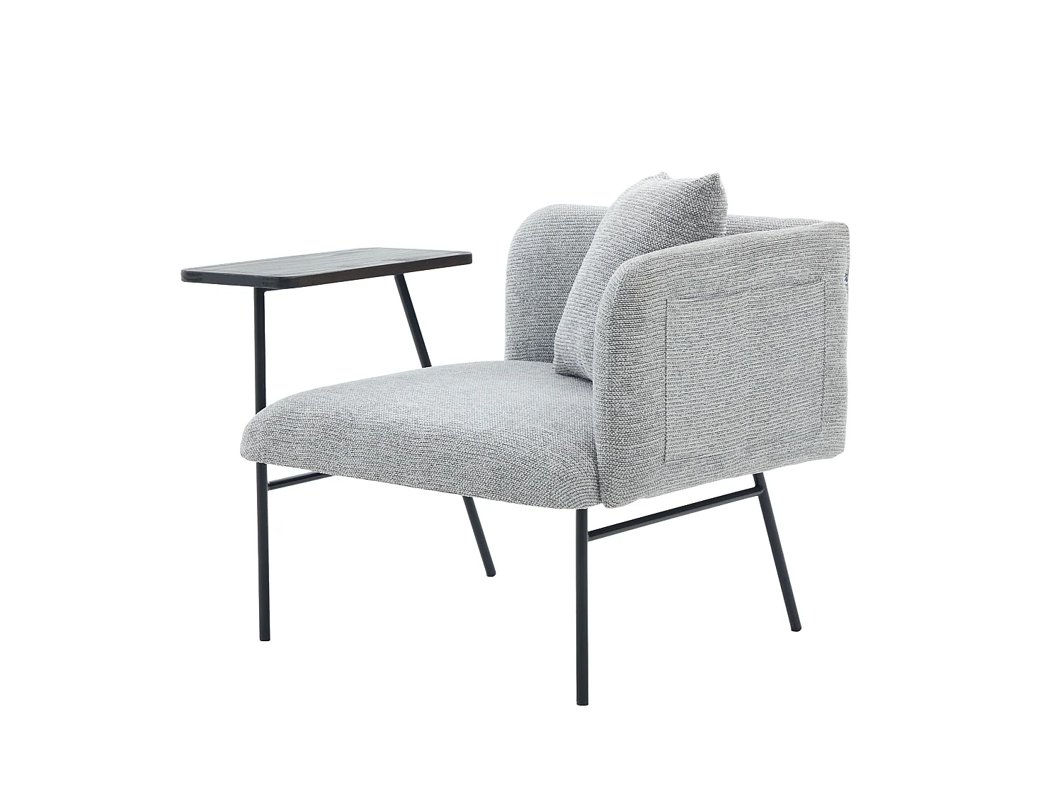 Fauteuil en chenille avec table d'appoint et 2 poches de rangement - Gris clair