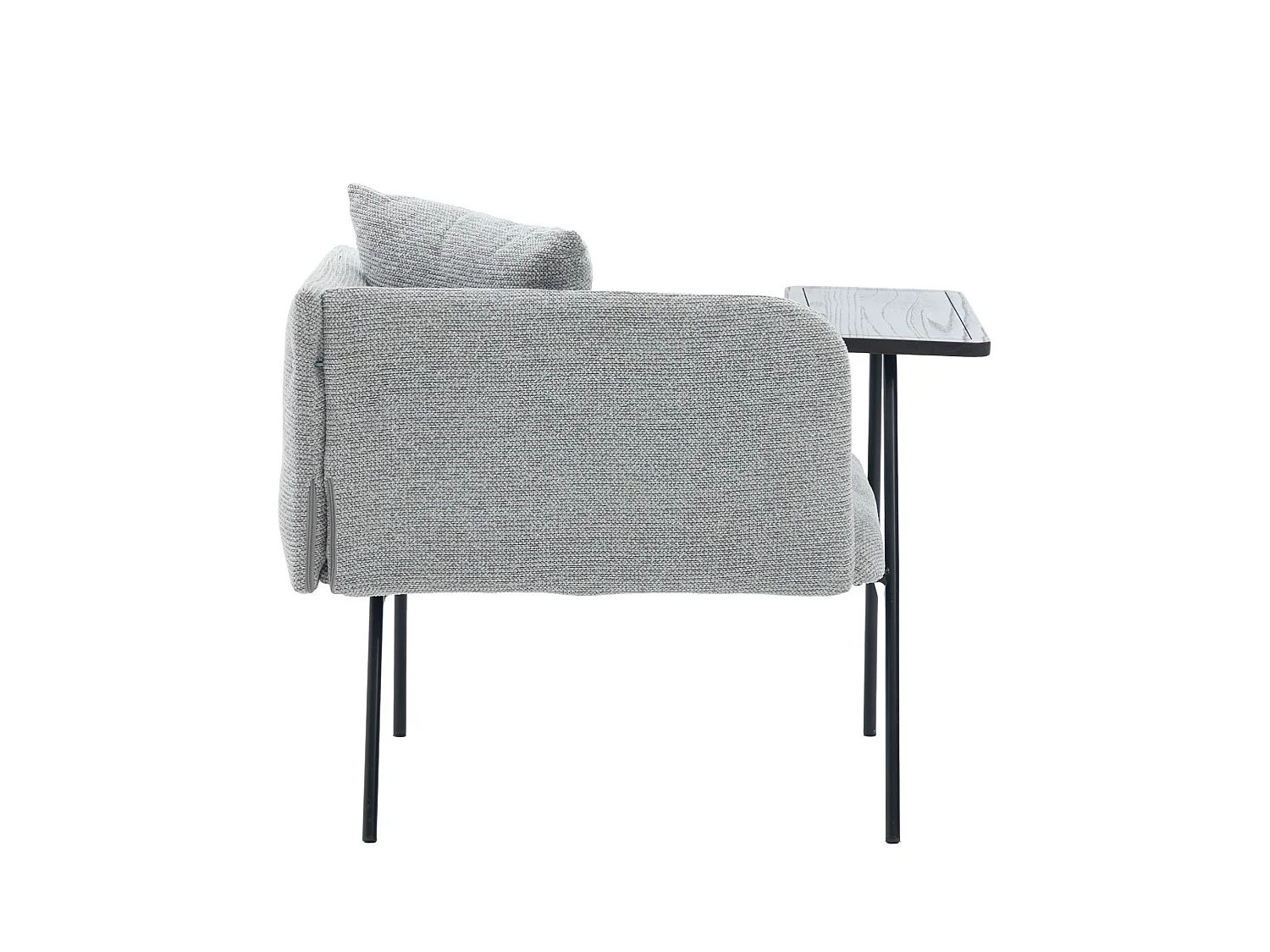 Fauteuil en chenille avec table d'appoint et 2 poches de rangement - Gris clair
