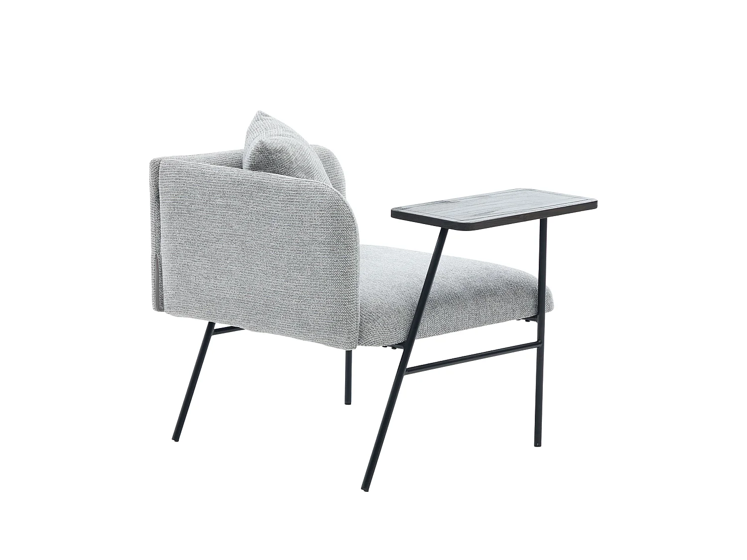 Fauteuil en chenille avec table d'appoint et 2 poches de rangement - Gris clair