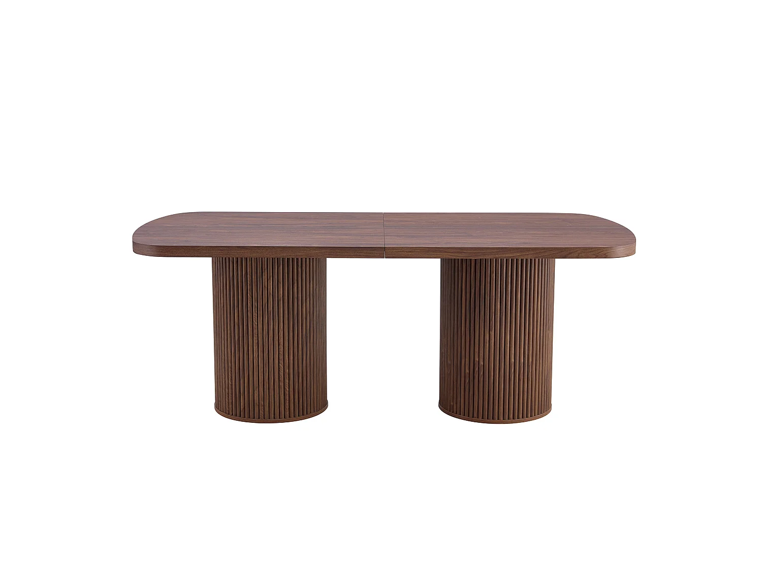 Table à manger ovale 180 x 90 cm marron pour 6 à 8 places - Pied central cannelé