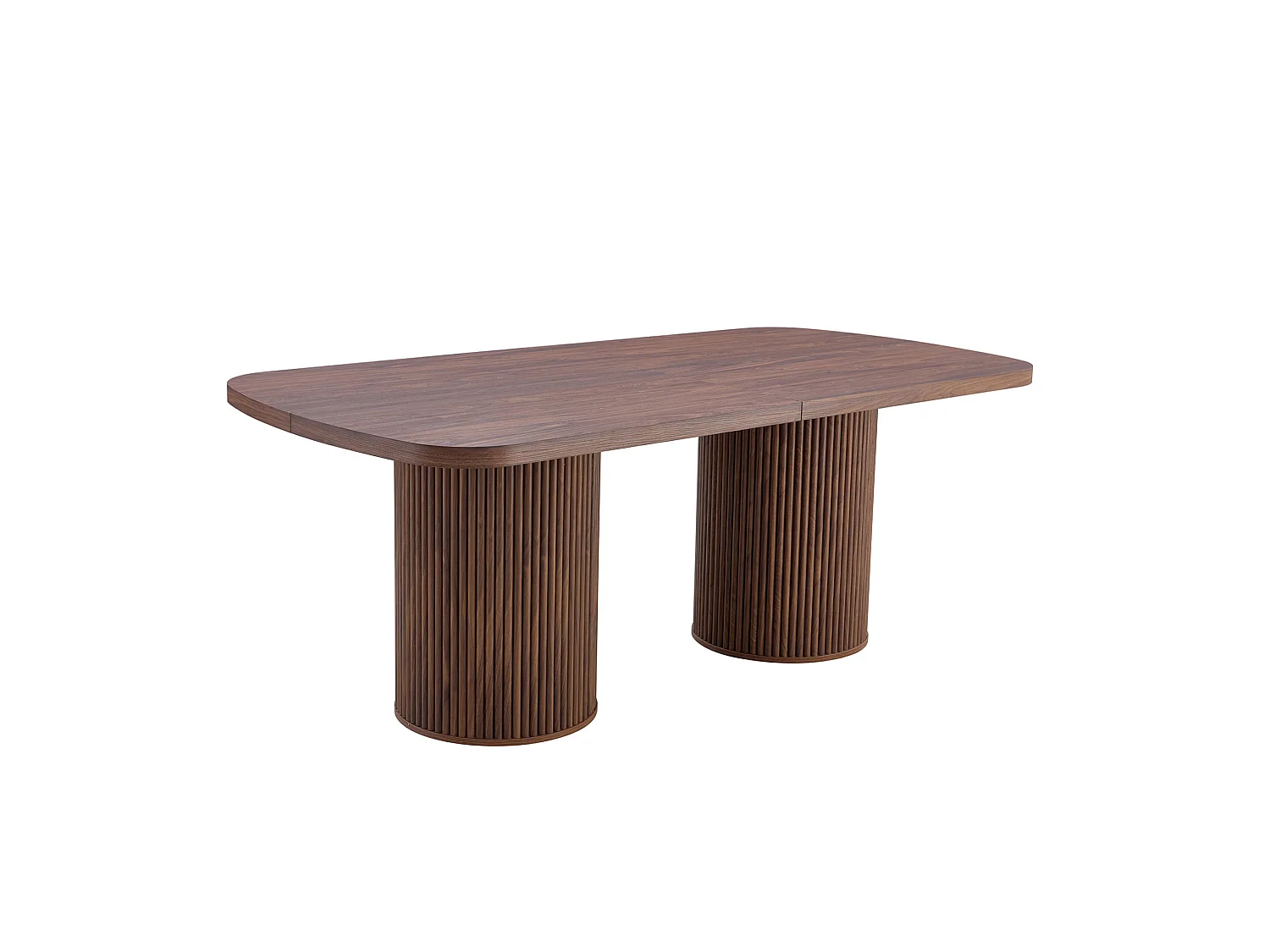 Table à manger ovale 180 x 90 cm marron pour 6 à 8 places - Pied central cannelé